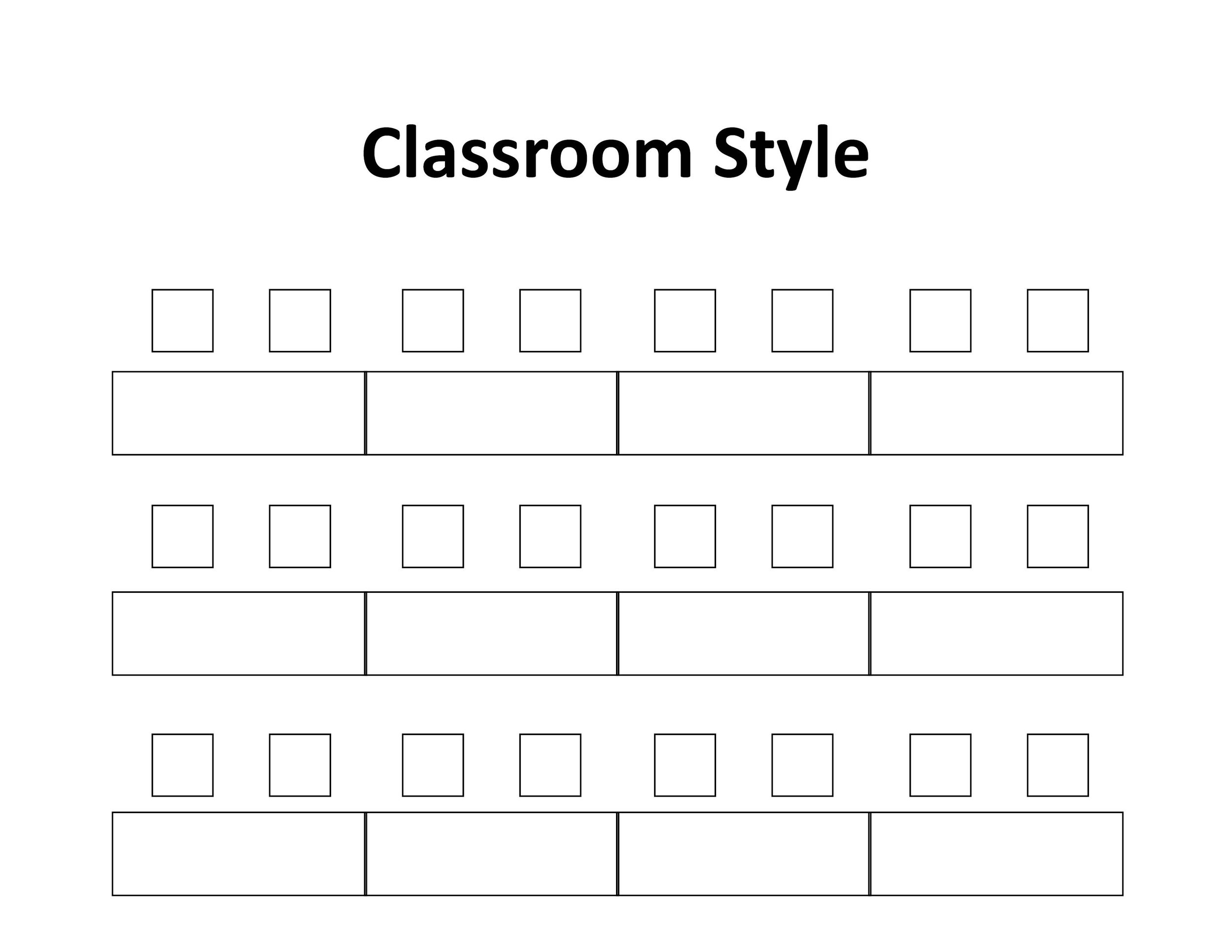 Classroom Style (Maximum seating: 24)