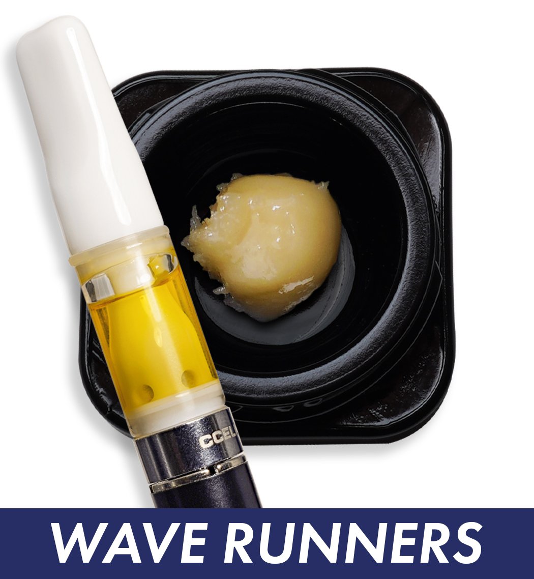 Wave Runners Live Hash Rosin and Live Hash Rosin Cartridges. Link to strain page.