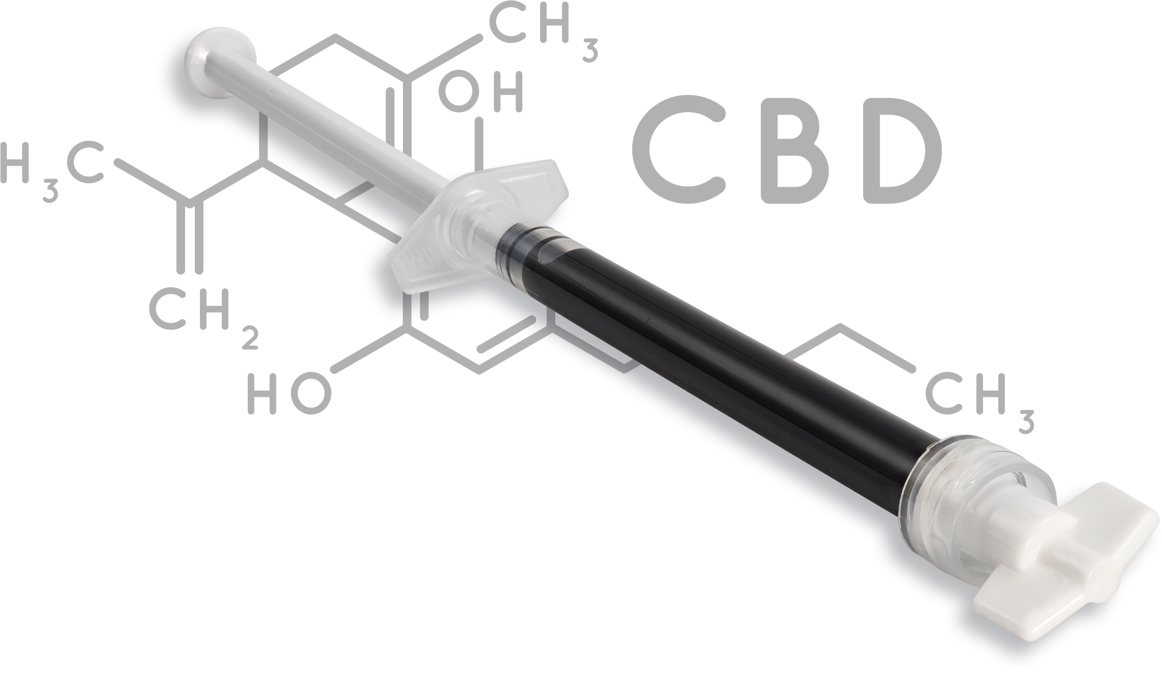 CBD-Rich Full Spectrum RSO dispenser with CBD molecule in background