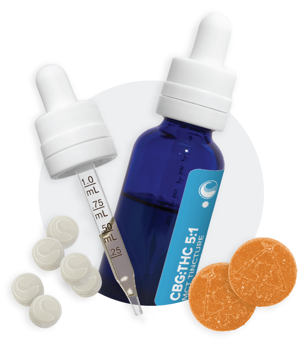 Our CBG product family includes MCT Tinctures, Gummies, and Lozenges
