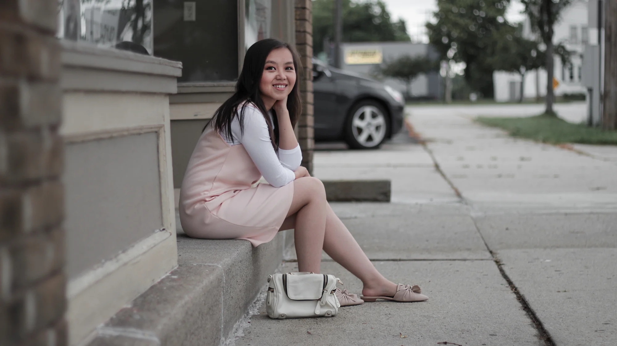 fashion trends outfit ideas - pink dress over white tee 02.jpeg