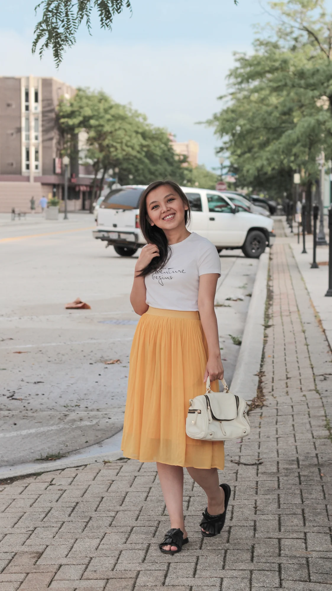 4 Important Daily Reminders | Graphic Tee & Yellow Midi Skirt Outfit
