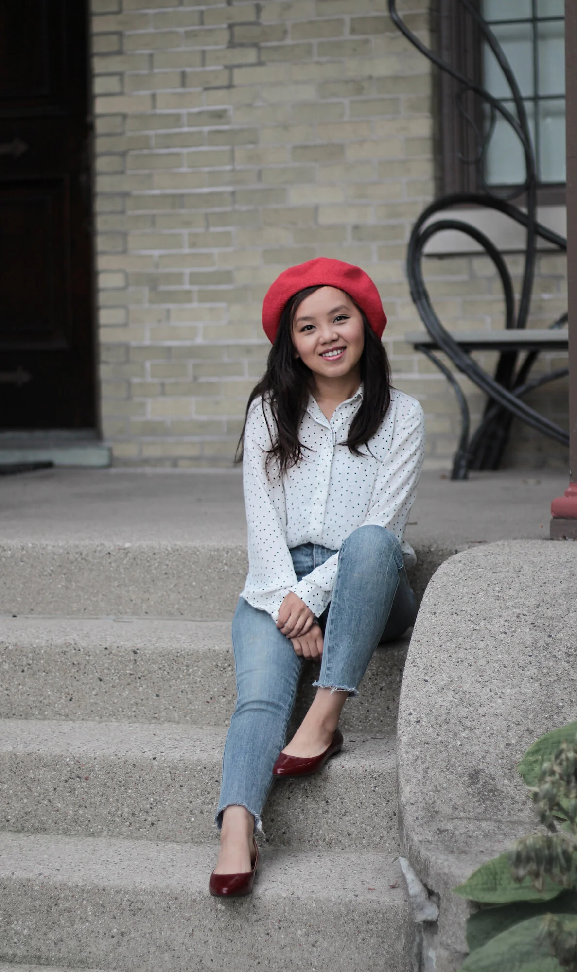 red beret outfit - petite fashion blogger.jpeg