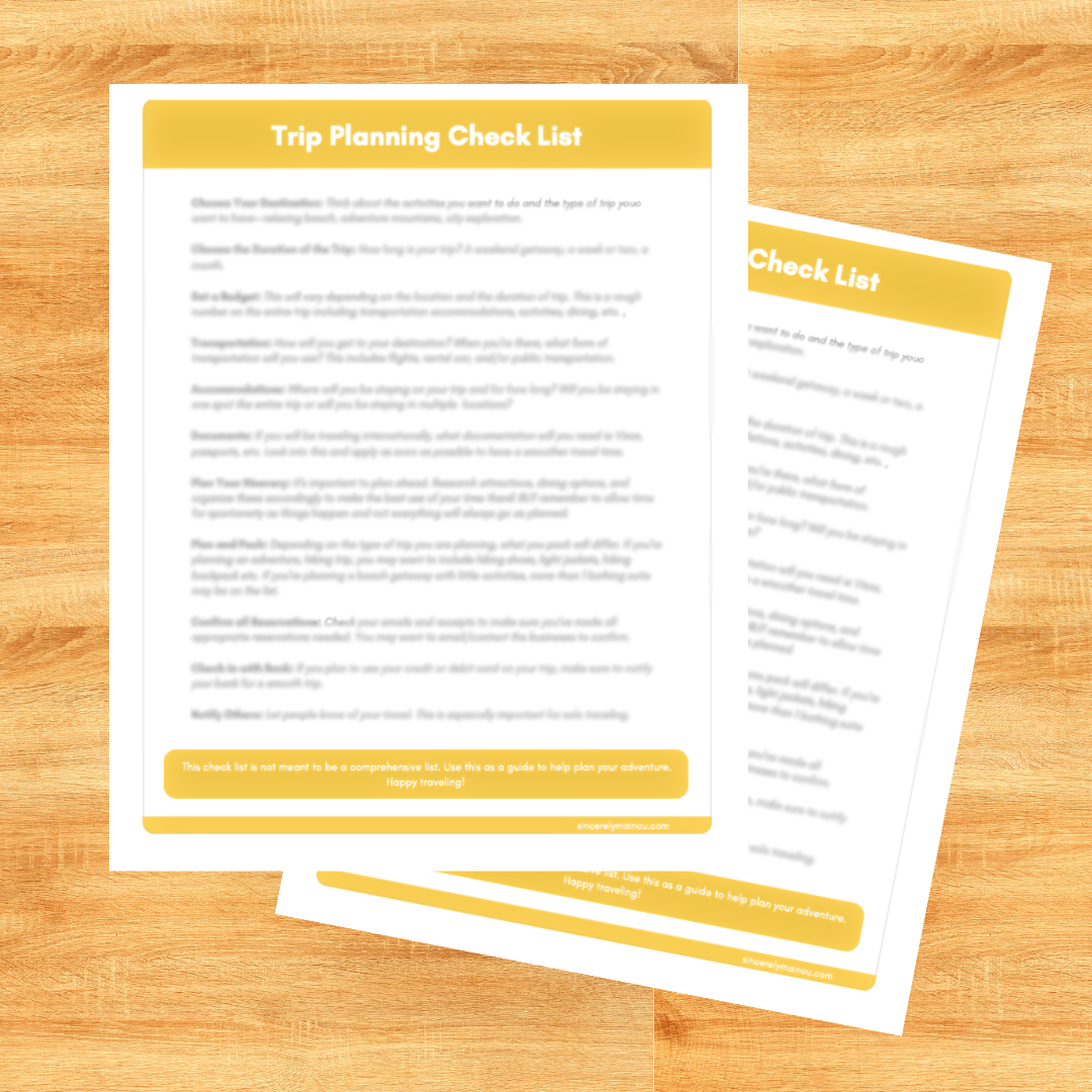 Trip Planning Check List