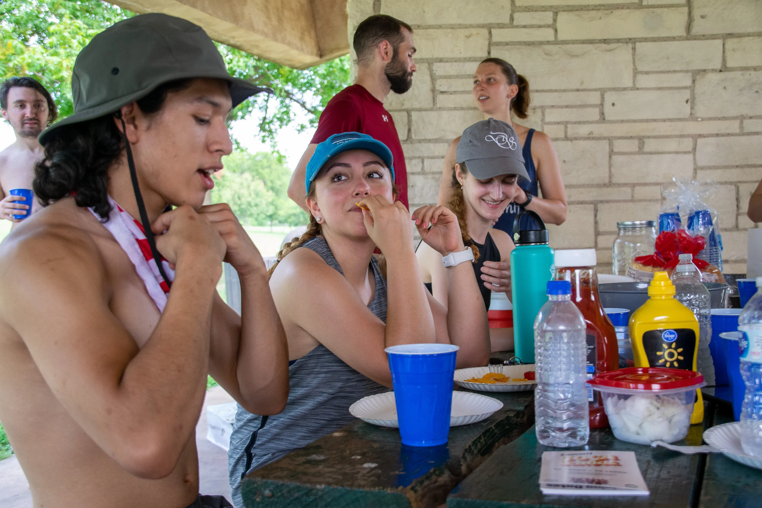 Picnic under the pavilion with Summit Climbing, Yoga and Fitness.