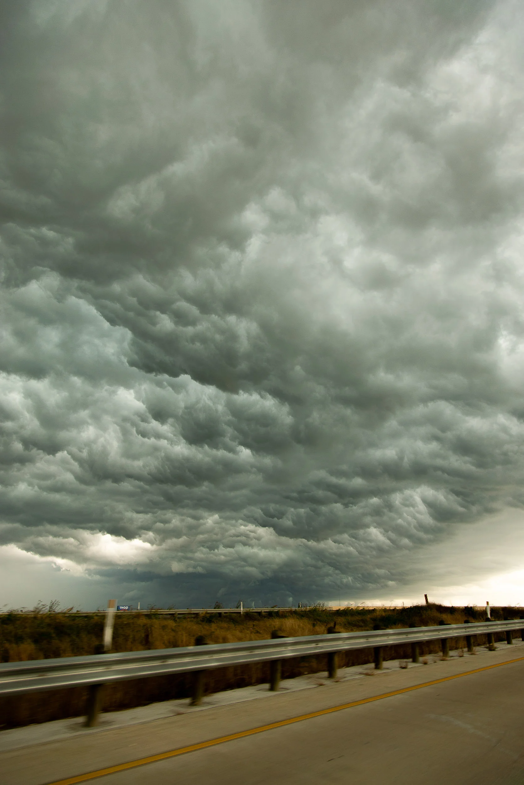 A huge storm cell forms on our drive back to Dallas from Dinosaur Valley State Park in Glen Rose, Texas. That IHOP’s getting wrecked. By Cameron Mosier .