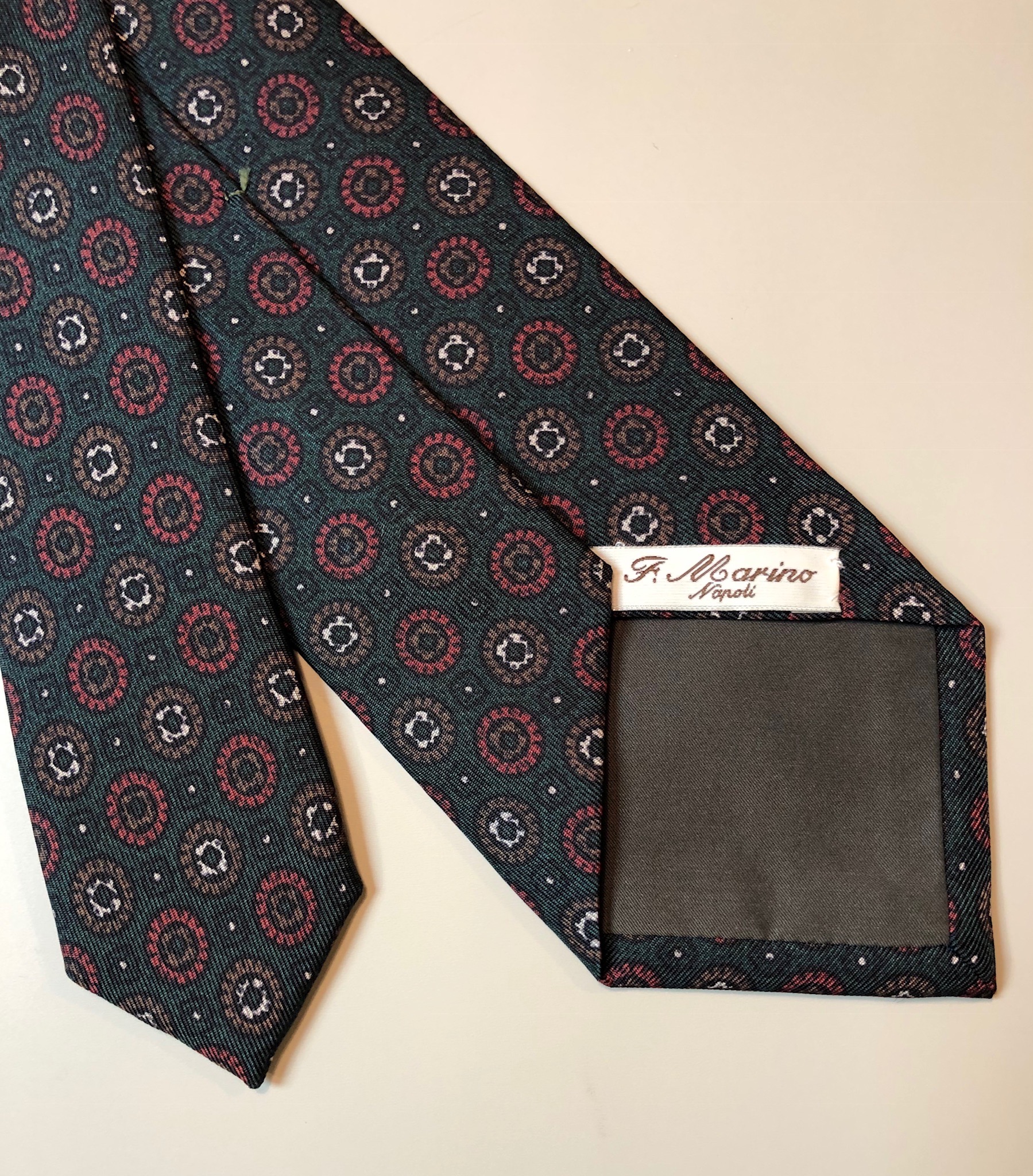 Foulard Print Tie | Circles | Dark Green Multi