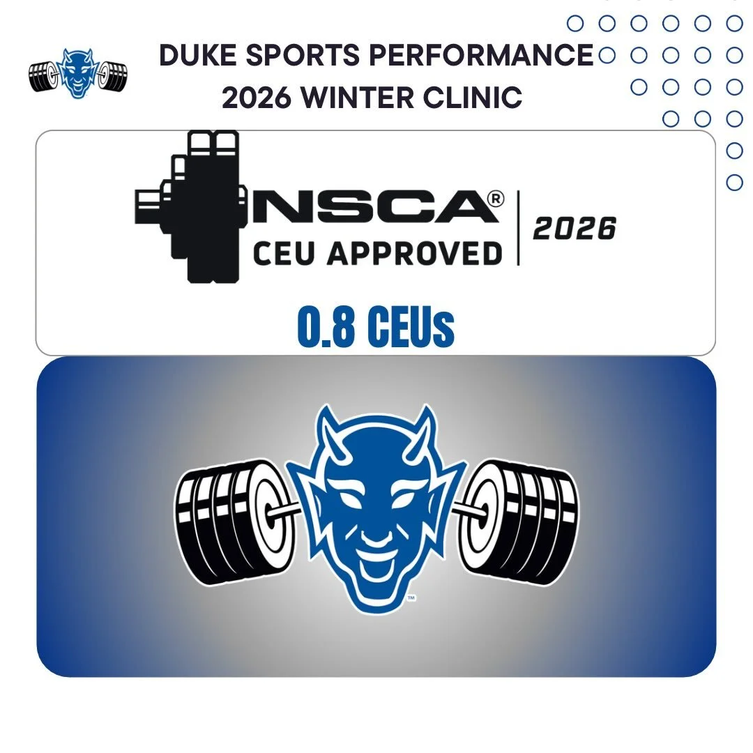 Adding value to your calendar 👀🗓️

The 2026 Duke Sports Performance Winter Clinic is @nscaofficial CEU-approved for 0.8 CEUs! 🔥

We&rsquo;re less than 30 days until early-bird pricing ends&hellip;lock in your spot &amp; register today for only $95