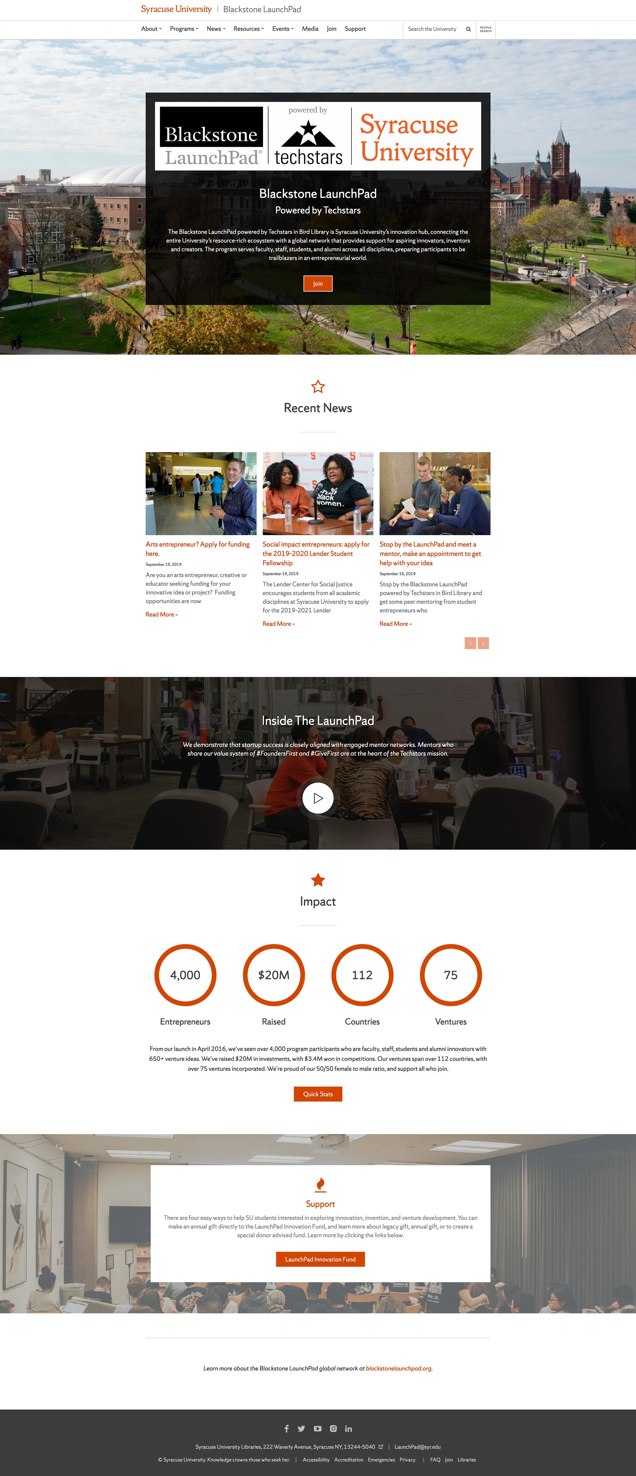 New Website for the Syracuse University Blackstone LaunchPad — Geena Matuson