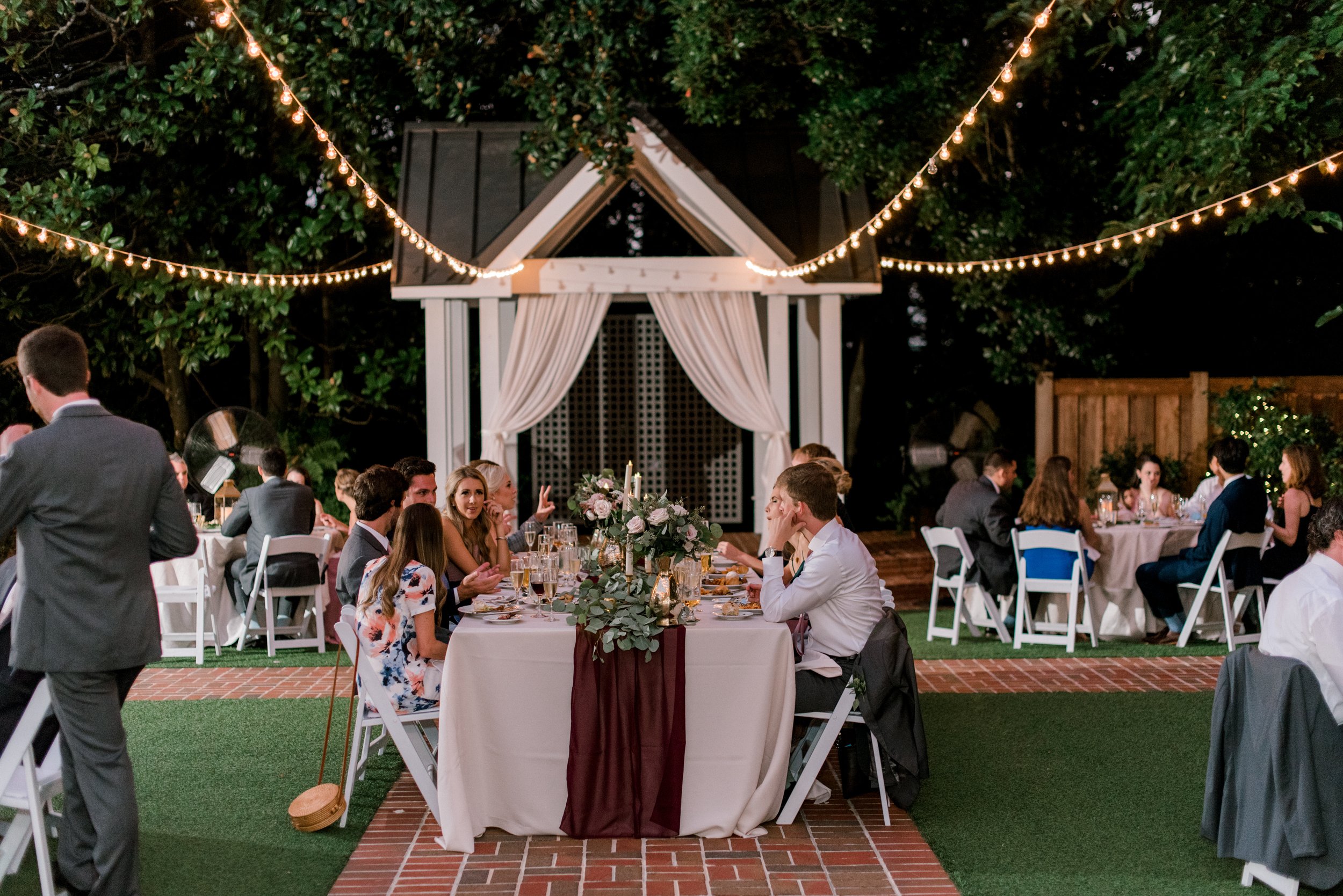   The Courtyard at Flint Hill is the perfect place for the outdoor wedding of your dreams! With a spectacular amount of space, the Courtyard can host a large dinner crowd, with option to easily transition inside to the ballroom. Photos by   Audrey Gr