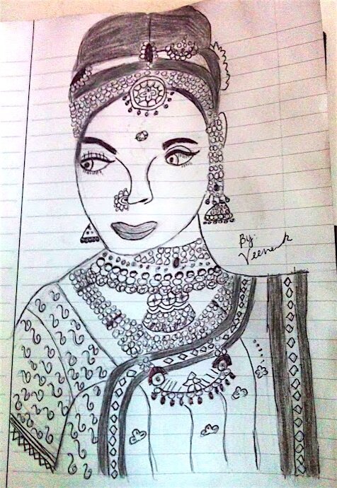 How to Draw Indian Bride Easy  Indian Woman Drawing  Girl Drawing   YouTube