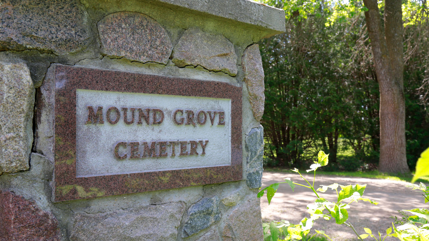 Entrance to Mound Grove Cemetery in Evansville, Minnesota