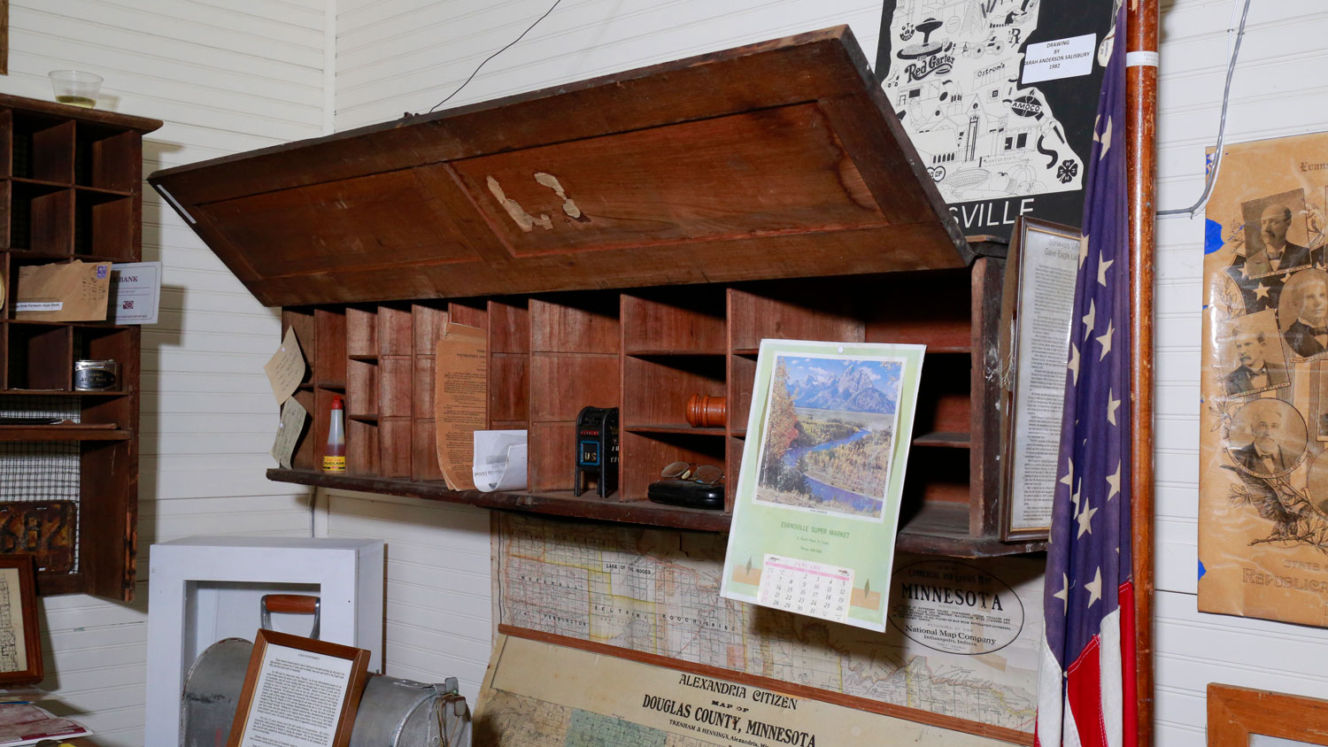 Antique office storage shelf