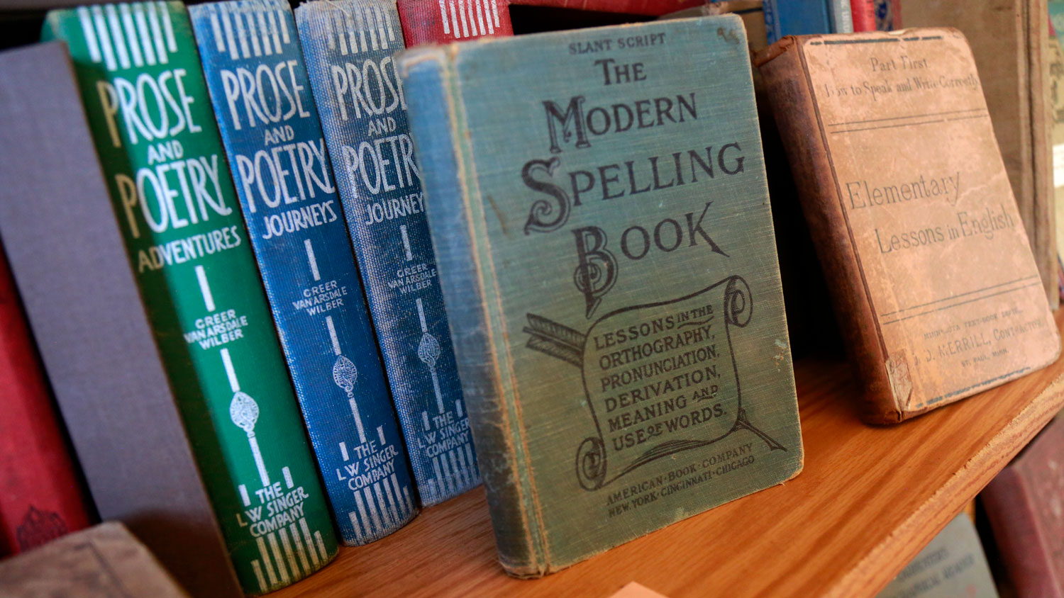 Antique spelling and poetry schoolbooks