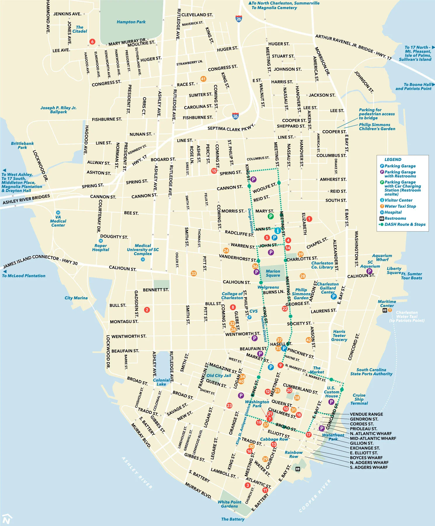 Charleston attractions map - Tobaccovalleybusinesspark.com