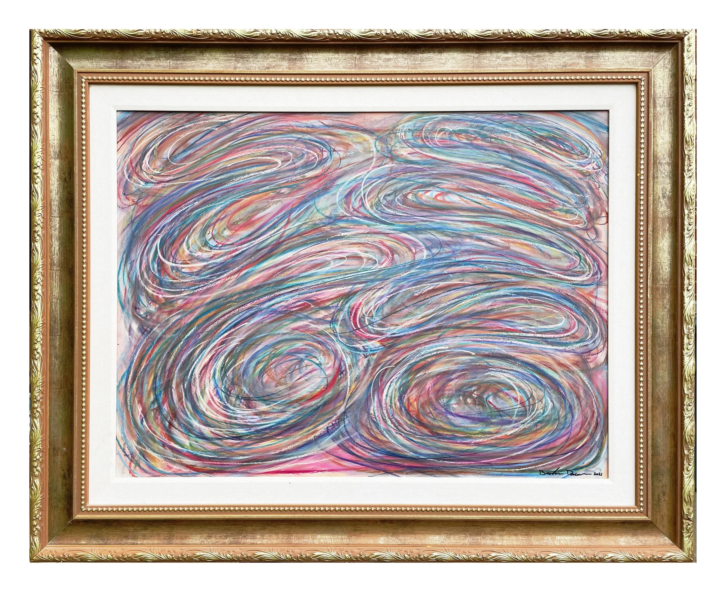 When life gives you rain, draw the puddles  52” by 42” Pastel on wood $800