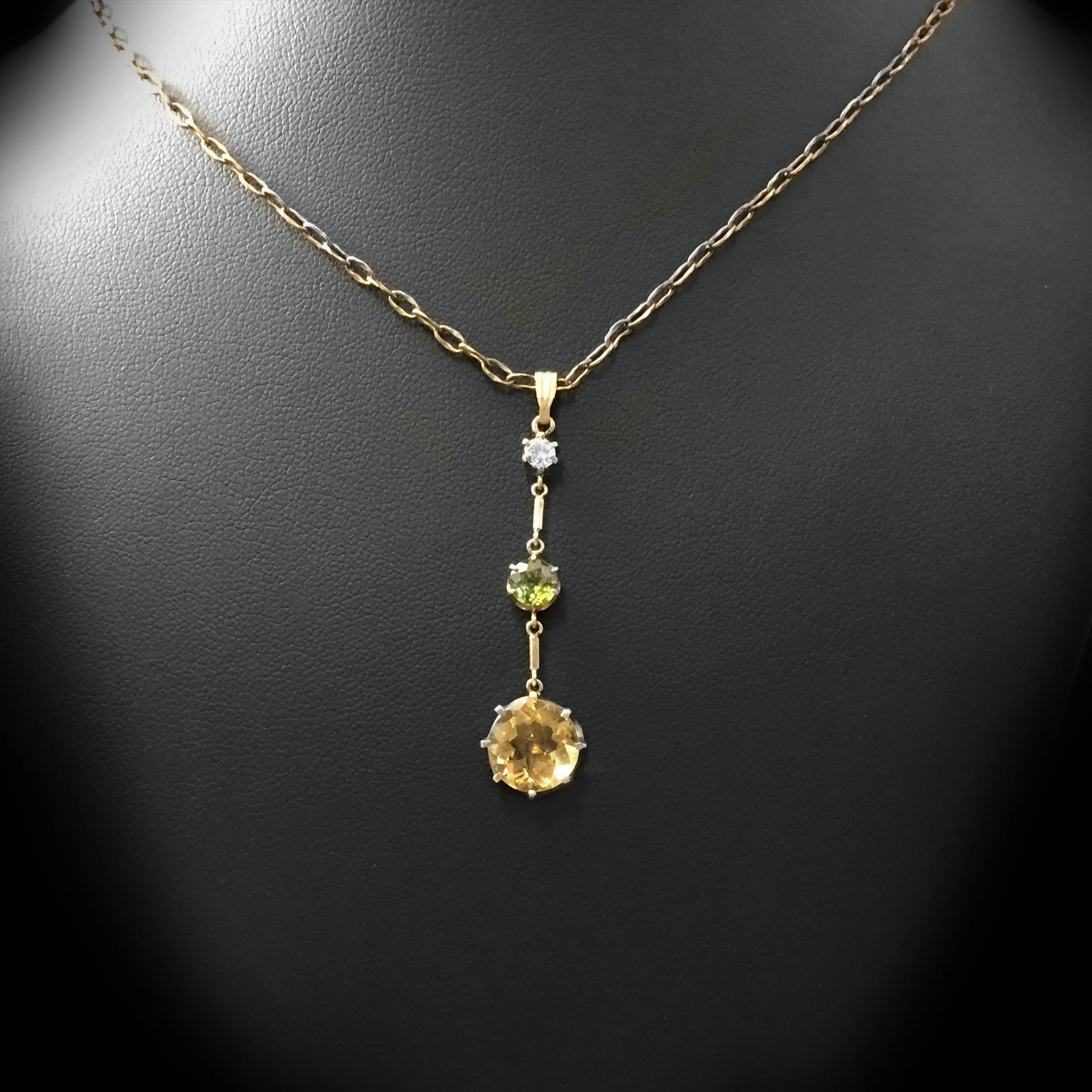 14K Yellow Gold, Citrine Peridot and 