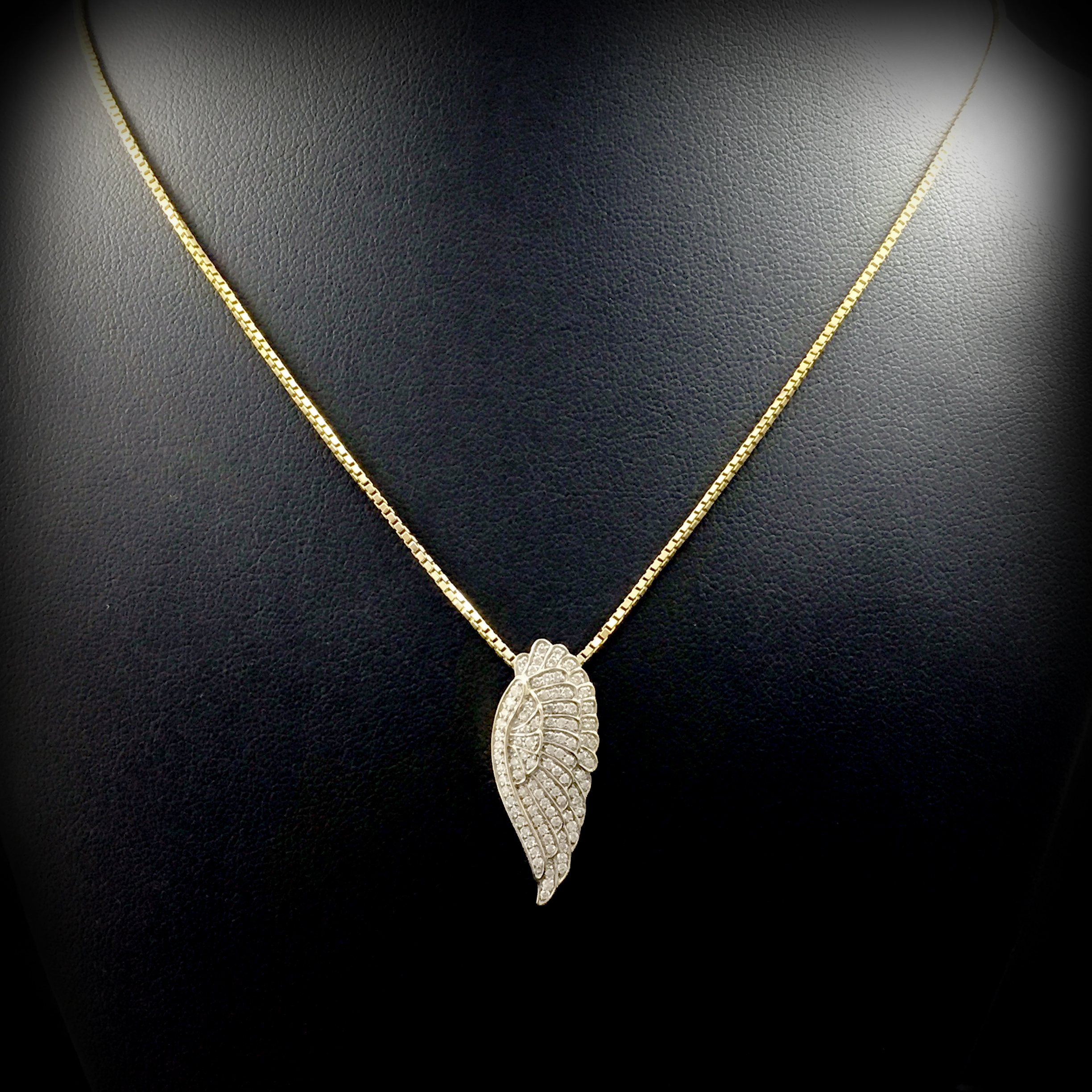 14K Yellow Gold Diamond Angel Wing 