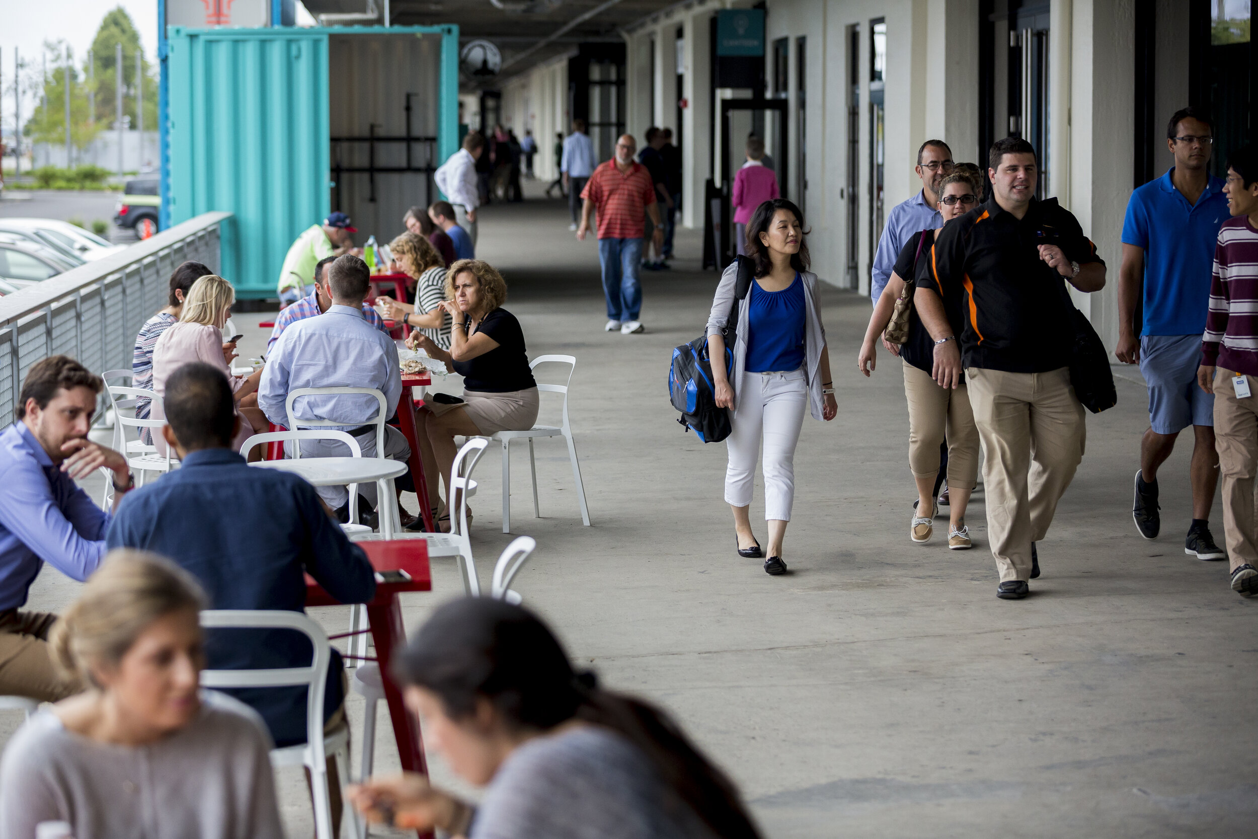 People strolling on IDB promenade