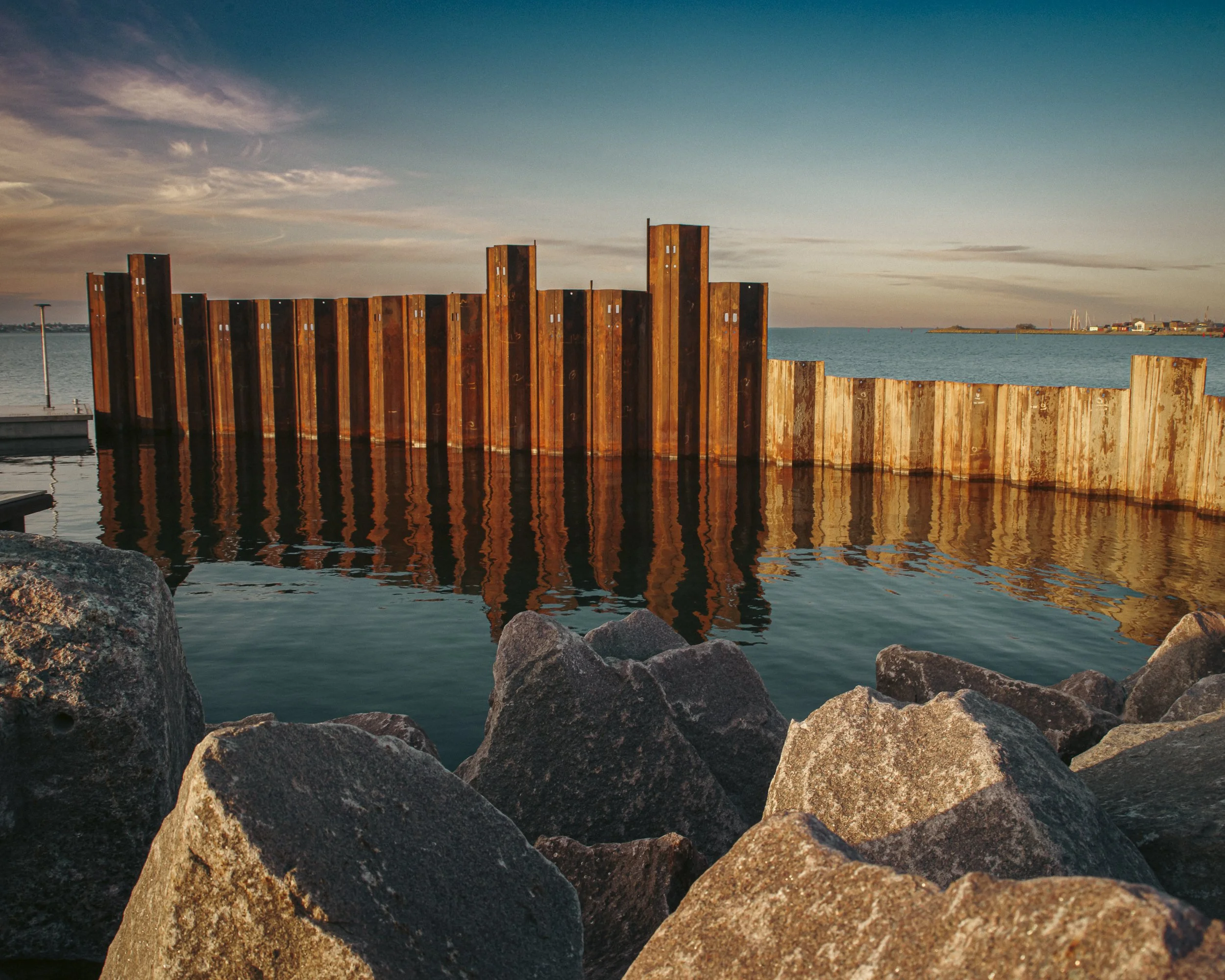 Water, rocks and metal