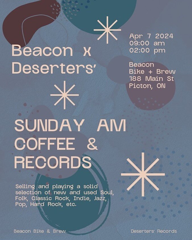 Sunday Sunday Sunday!
@deserters.records is back for more fun. Bringing the best records, cassettes and vibes you could ask for.
It is always our monthly highlight so come by to groove and have fun Sunday April 7th. It will be a TOTALITY great jam.
#