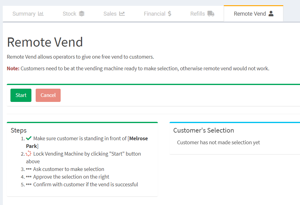 remote vending  Vending on Track