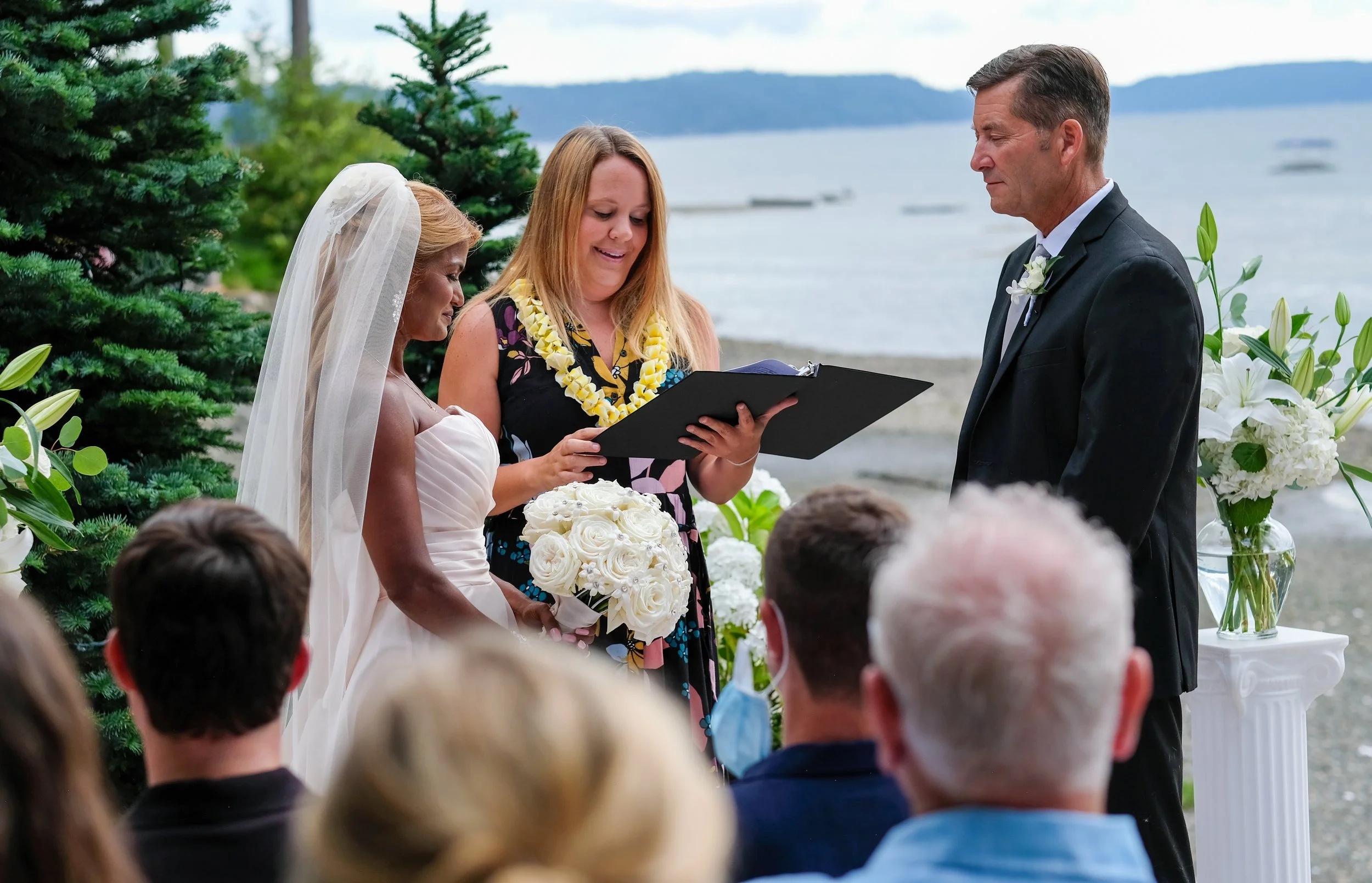 Jay and Mike were married at their home, overlooking the waters of the Puget Sound.
