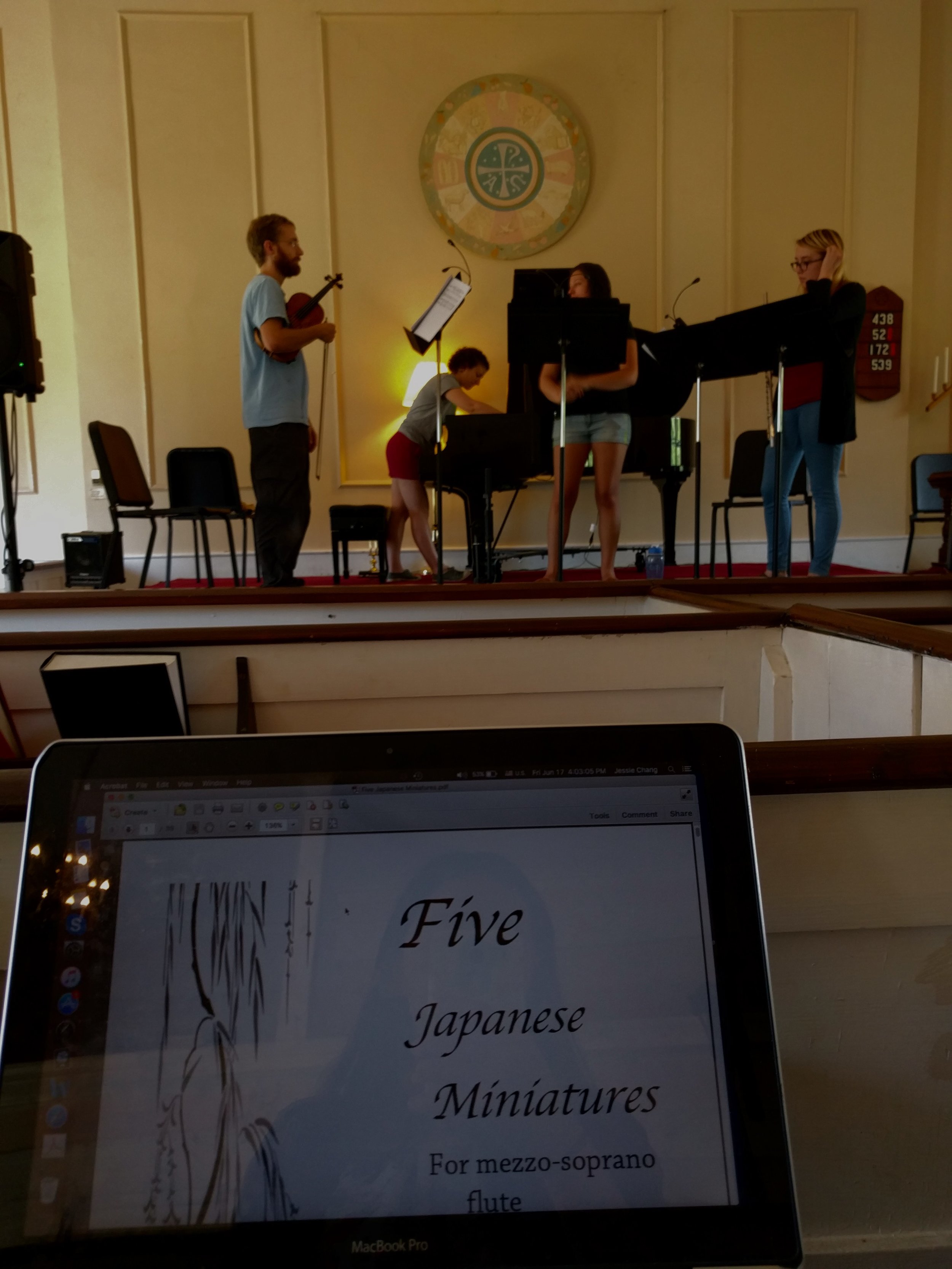 At the rehearsal for "The Five Miniatures"