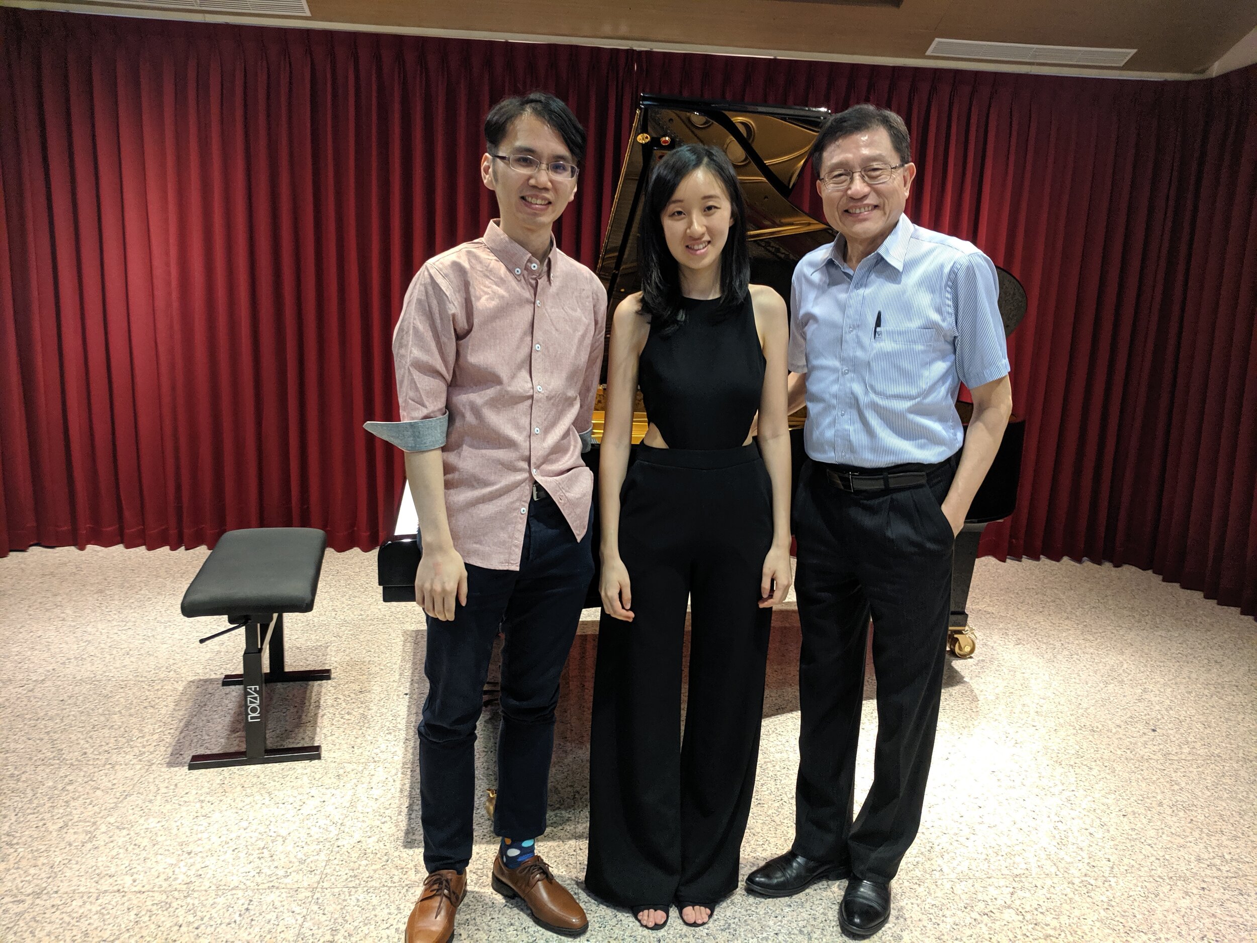 With pianist Yi-Chih Lu and the owner of Fazioli 