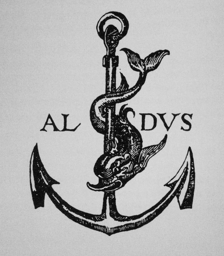 El áncora y delfín del logo de Manuzio