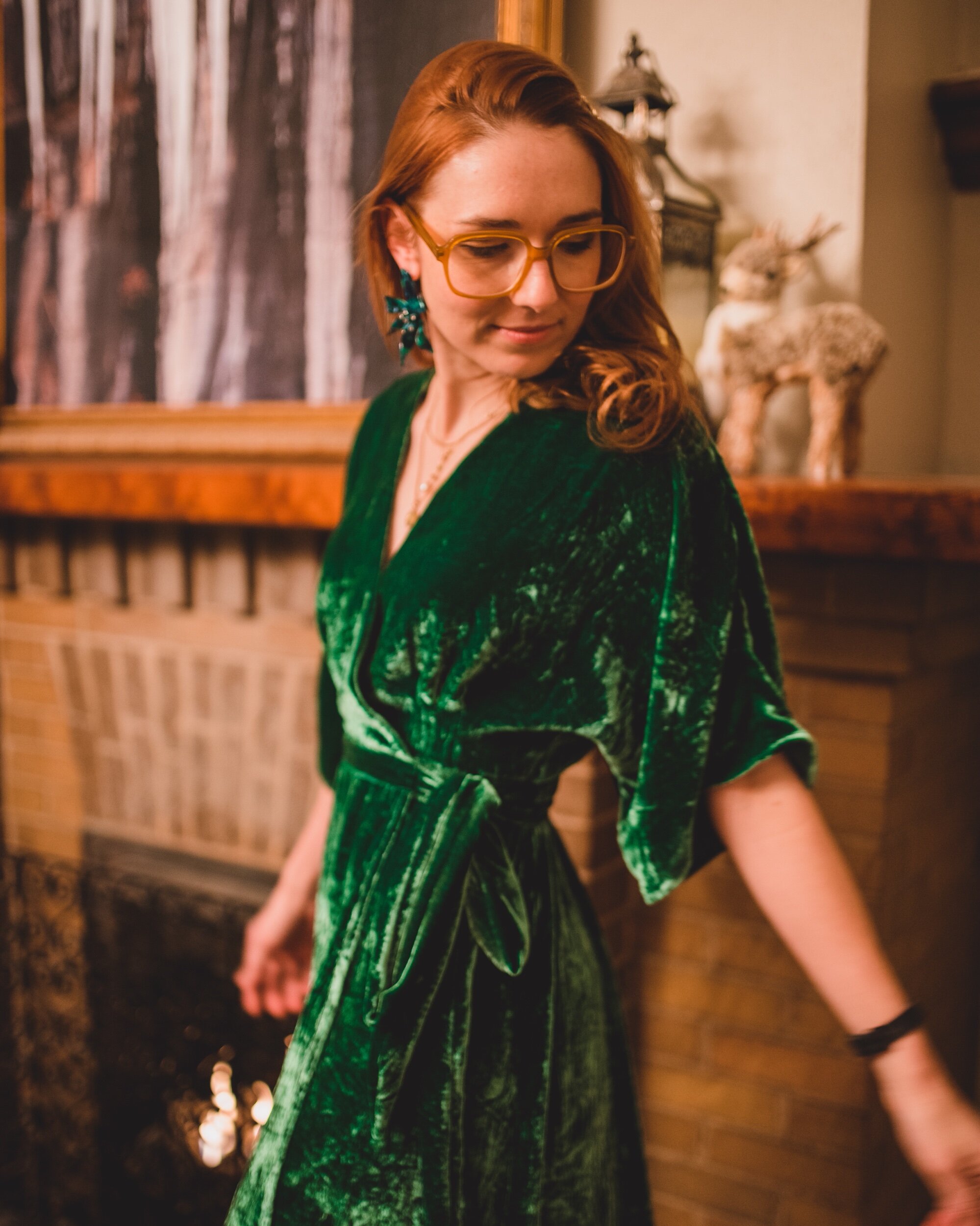 Silk Velvet Classic Wrap Dress — Victoria Lucille Anne