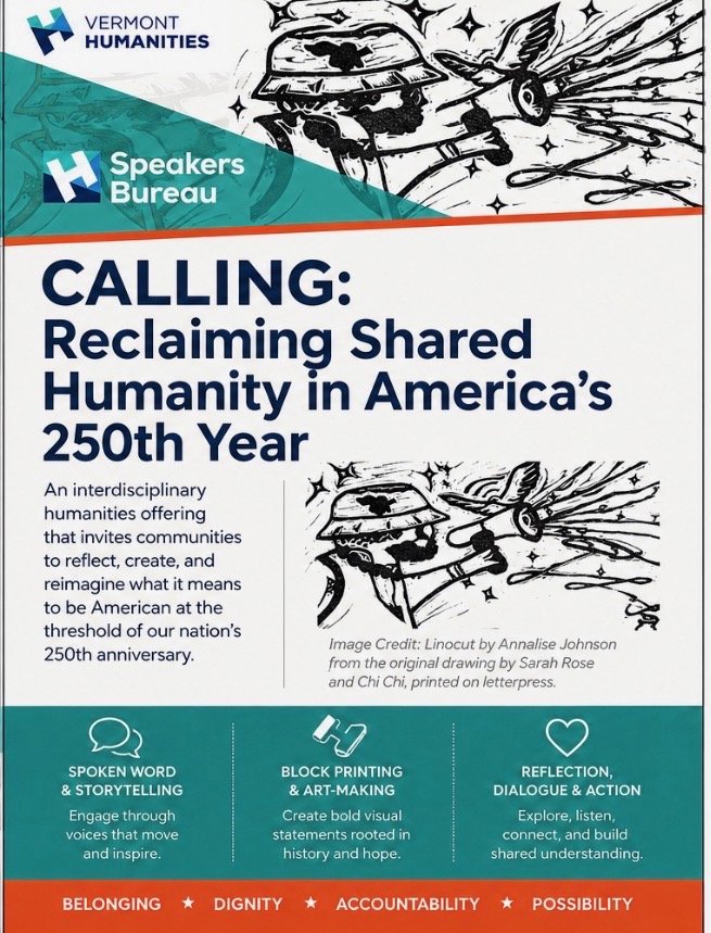Poster image for Vermont Humanities Series, Calling: Reclaiming Shared Humanity in America's 25th Year