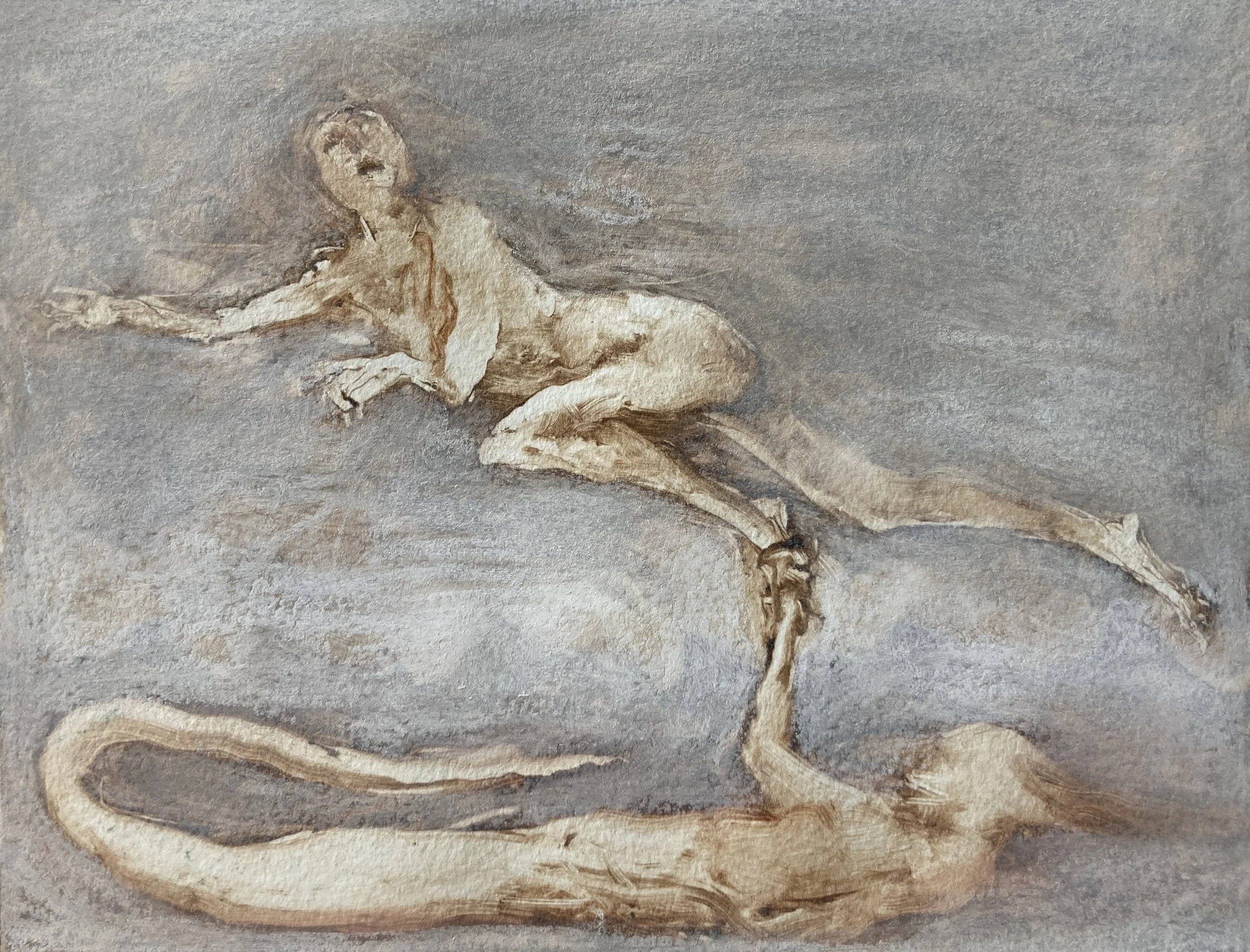  Monotype and white conte crayon 2026 