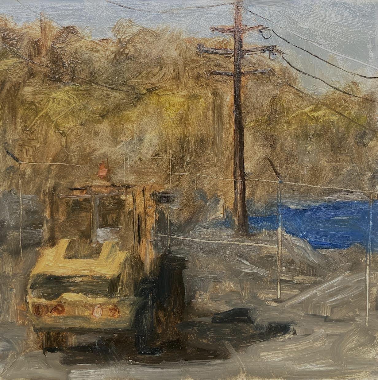  2026 | oil on board | 6 × 6 in | from outside my studio window in April 