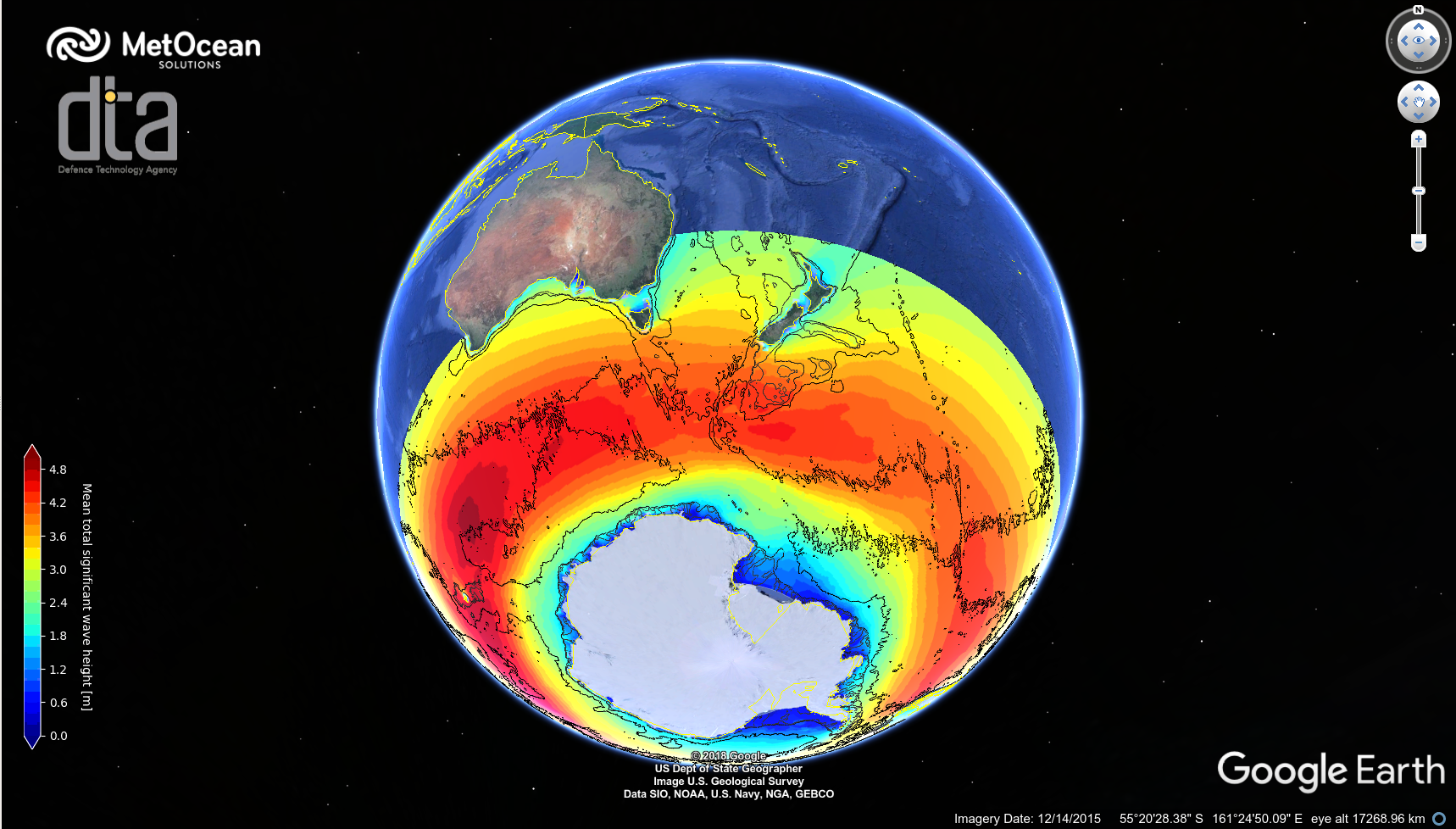 Mean Significant wave height for 1993-2017 presented as layers in files suitable for viewing in Google Earth (www.google.com/earth/)