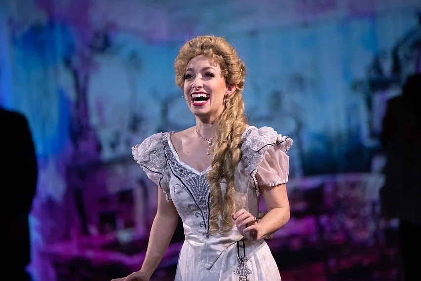 Leslie as Sibella Hallward ,  wearing white wedding dress and blond wig,   in  A Gentleman’s Guide to Love and Murder  with Lamplighters Music Theatre. Photo by Joe Giammarco. 