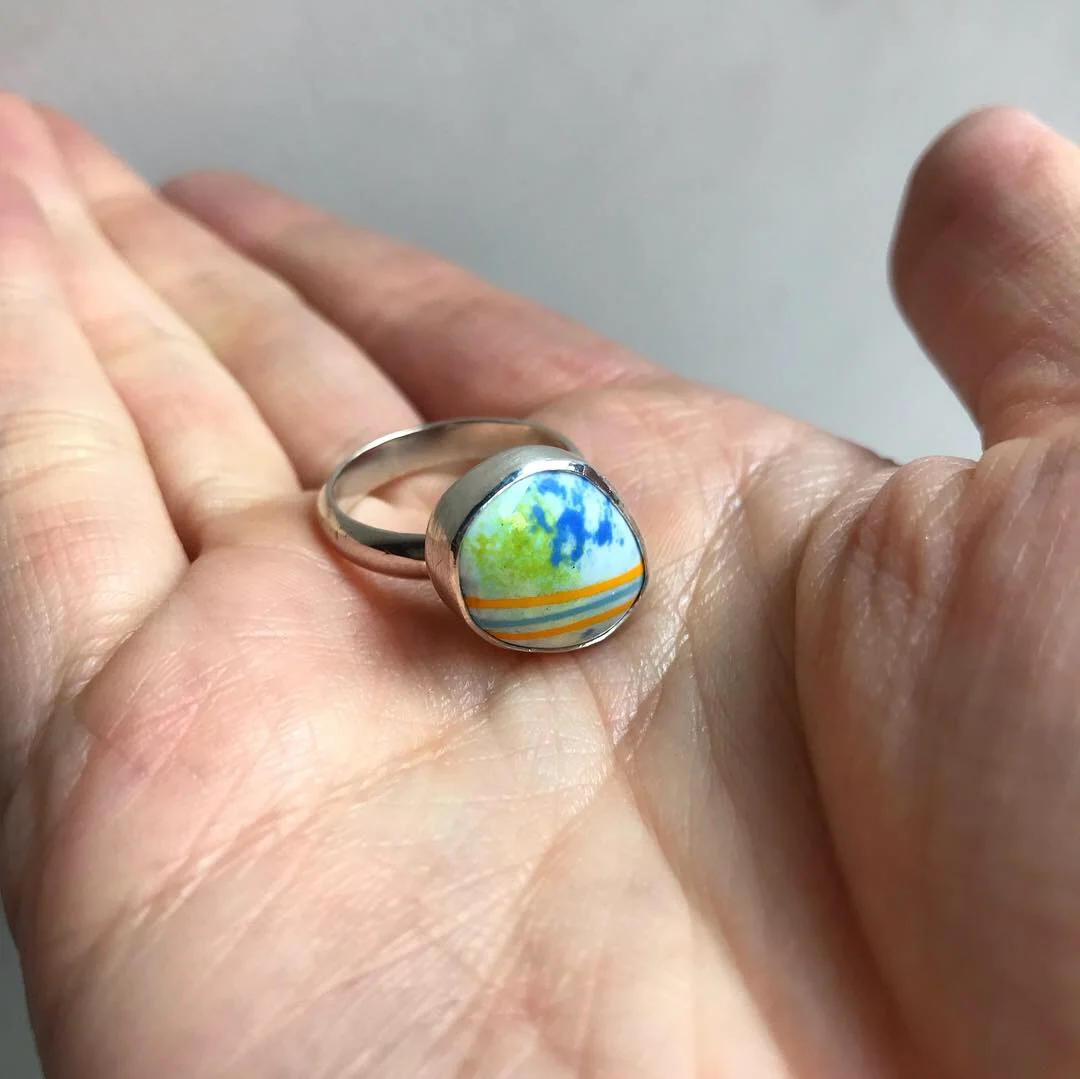 Custom Enamel Silver Ring