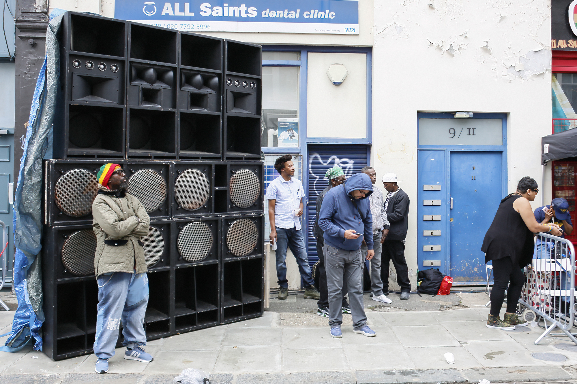 Sound systems on every block compete for maximum volume, Notting Hill Carnival, 2018