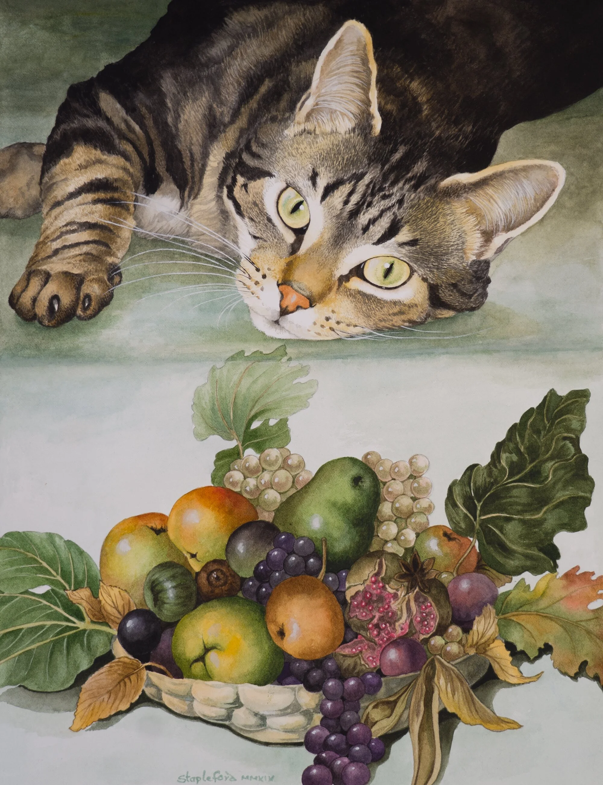 Jane Stapleford | Raphael Poses On Caravaggio's Tablecloth | SOLD