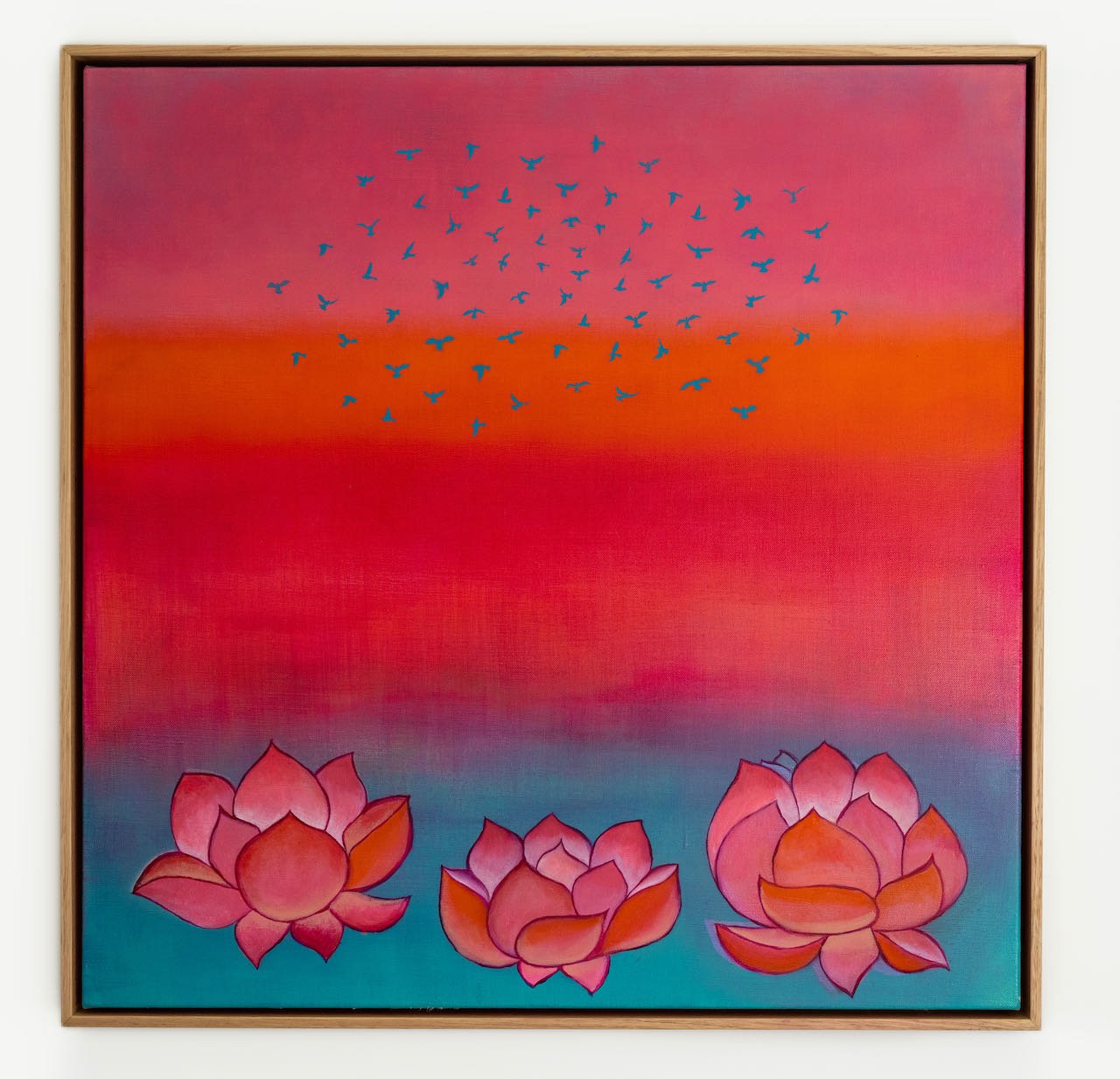 Olivia Shimeld | Lotus Lake with Birds | SOLD