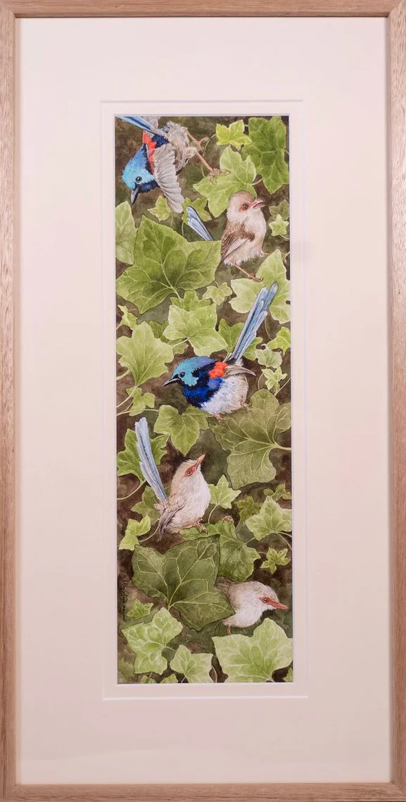 Jane Stapleford | Ivy Blue Wrens | SOLD