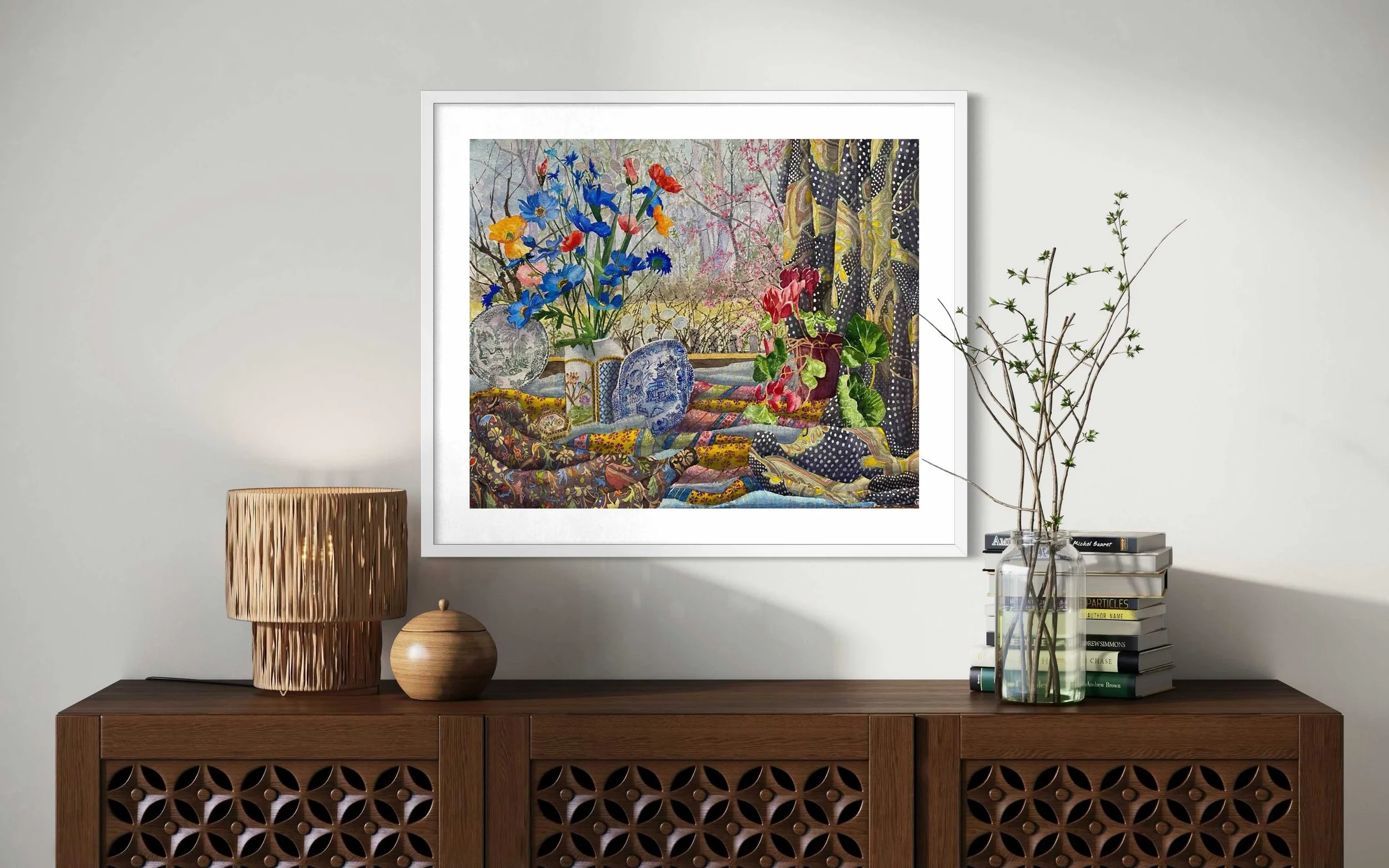 Graham Marchant | Window Arrangement with Decorative Plates and Cyclomen Plant