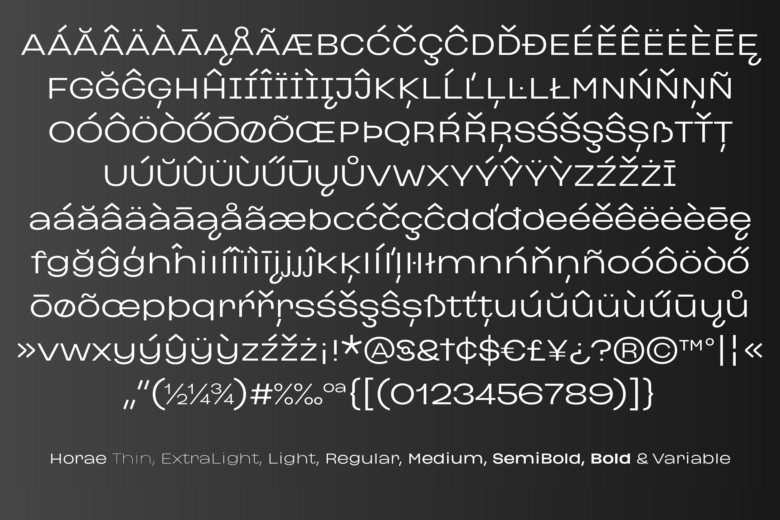  Typeface: Horae Scope: 7 styles or Variable Available from MyFonts:  Horae  +  Horae Variable  Design date: 2020-24 Contact:  Trine Rask  
