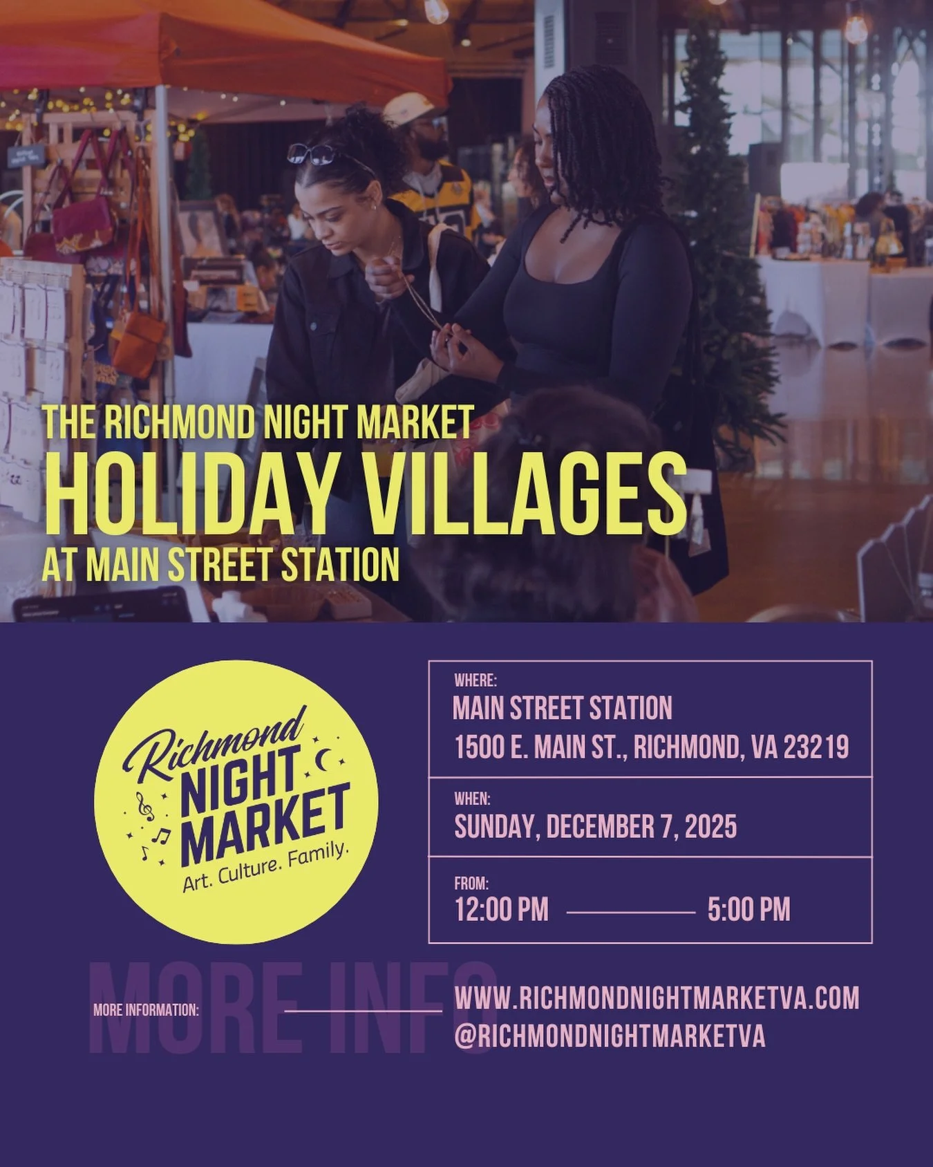 Holiday Villages is this Sunday at Main Street Station.

Shop local makers, discover one-of-a-kind gifts, and celebrate the season with the community. Join us December 7 from 12&ndash;5 PM and make holiday shopping meaningful by supporting creatives 