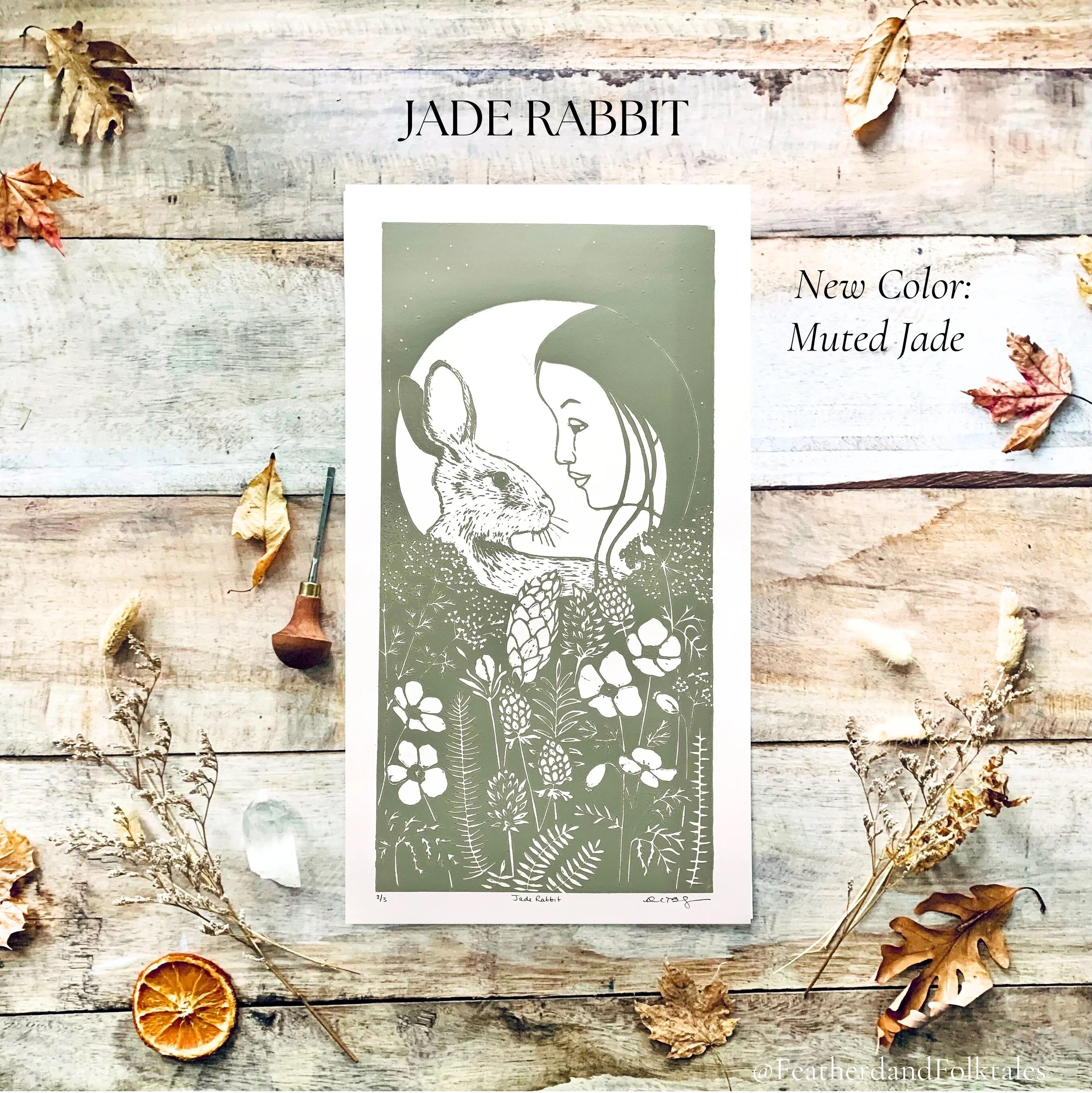 Moon Goddess & Jade Rabbit 10" x 16"