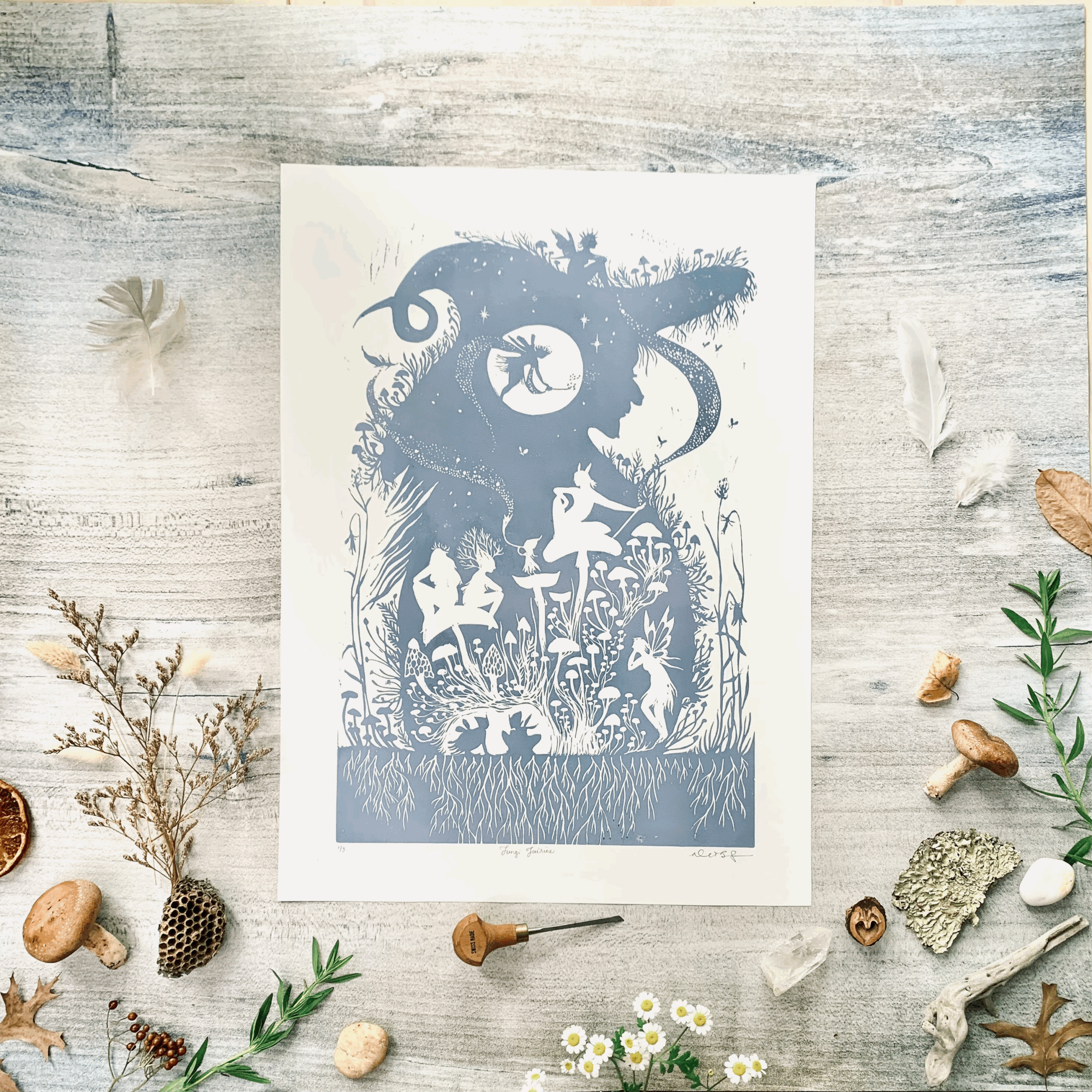 Fungi Fairies and Mushroom Magic 12" x 18"