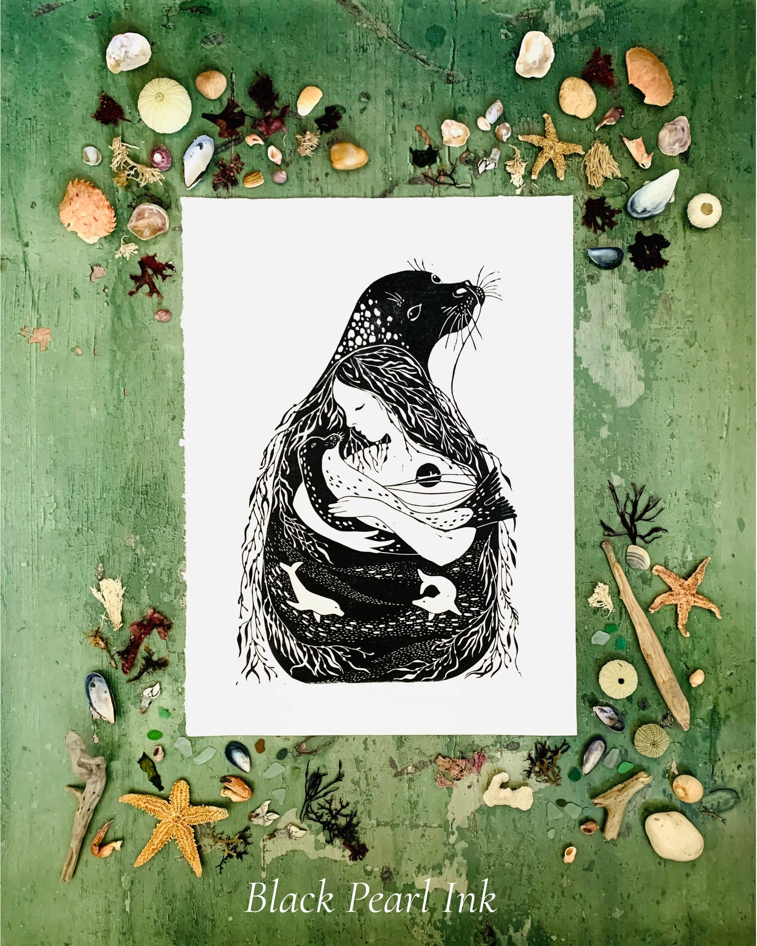 Selkie Folklore Linocut