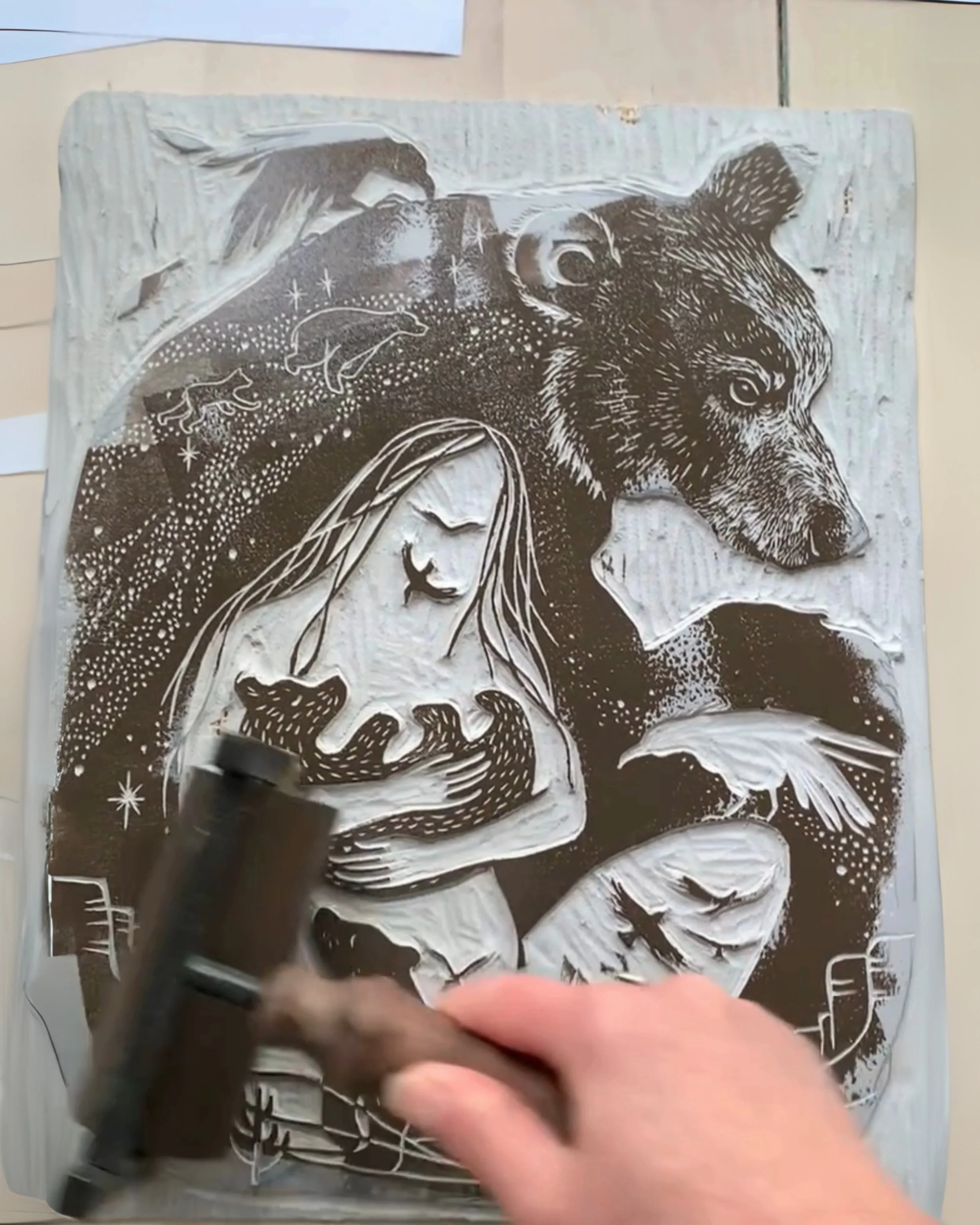Bear Woman inking.jpg