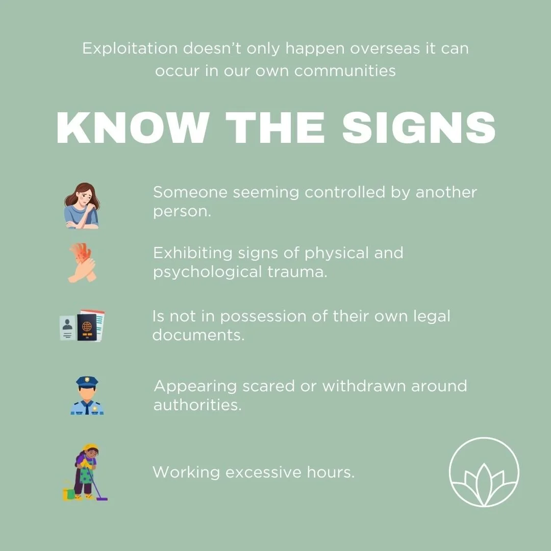 Did you know? Human trafficking and exploitation can hide in plain sight &mdash; even right here in Northern Ireland.

A few common signs include:

&bull; Someone seeming controlled by another person
&bull; Signs of physical abuse, appearing scared o