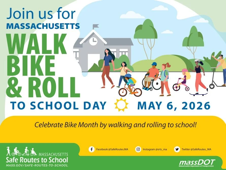 Roll into the fun next Wednesday, May 6 🚲✨

Join students and families across Massachusetts for Walk, Bike &amp; Roll to School Day and be part of a movement that&rsquo;s all about safer streets, healthier habits, and more active communities. Whethe